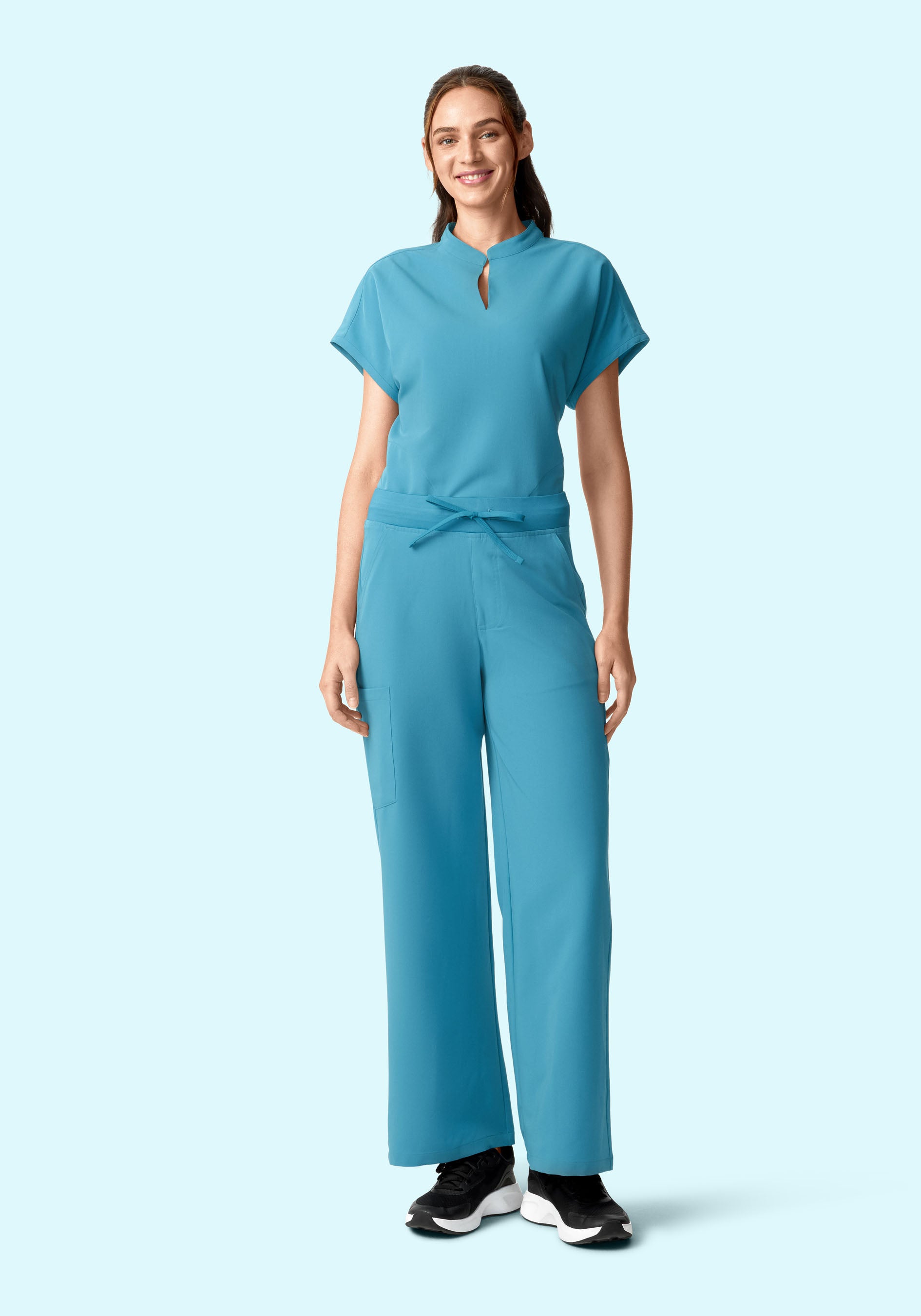 Women's Oversized Mandarin Dolman Scrub Top - Wave | Mandala Scrubs