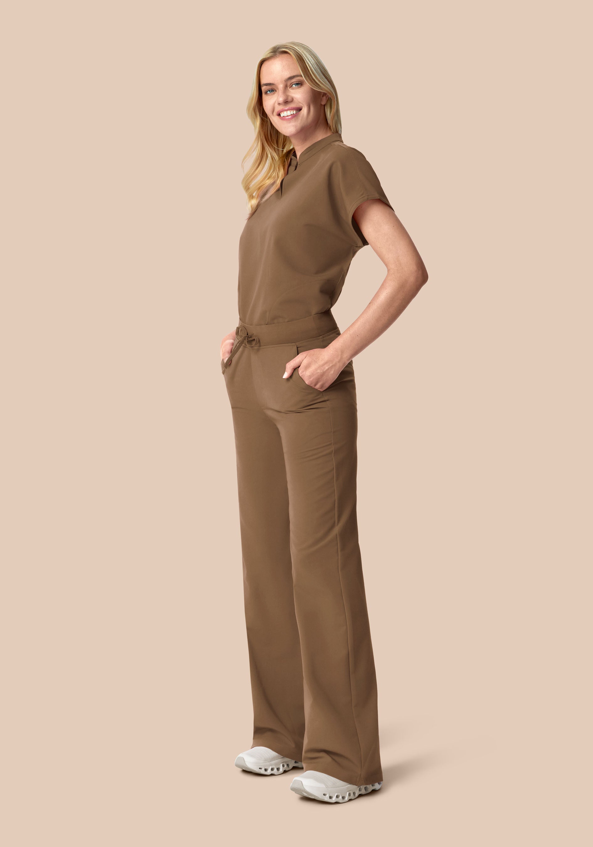 High Waisted Wide Leg Ash Brown