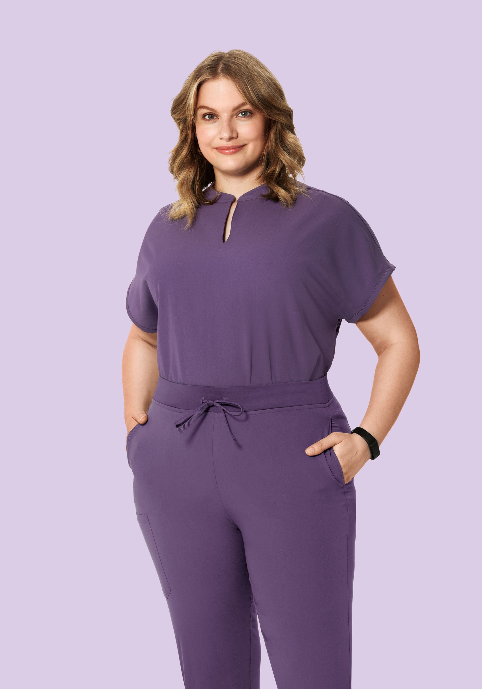 Women's Oversized Mandarin Dolman Scrub Top - Dewberry | Mandala