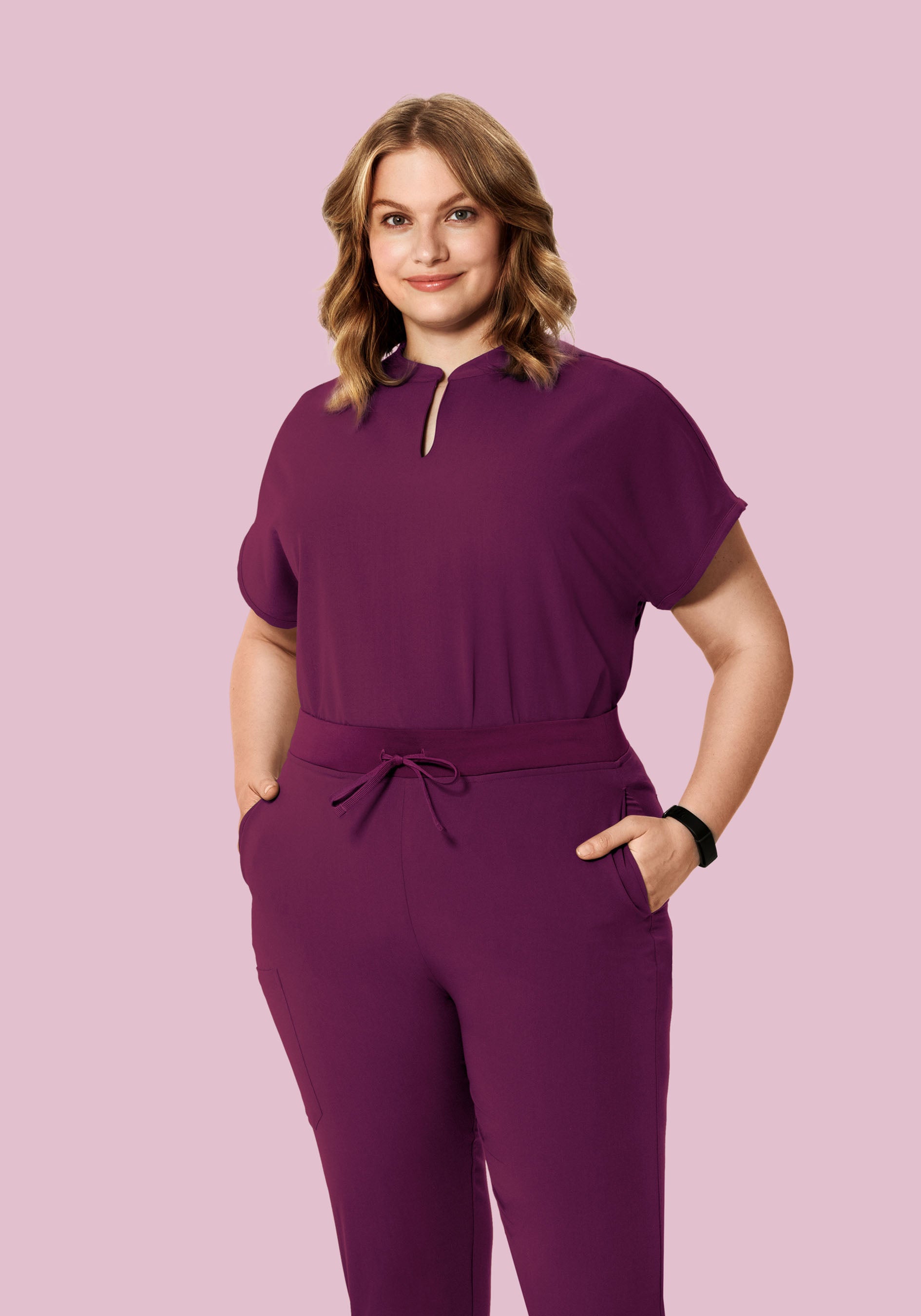 Women's Oversized Mandarin Dolman Scrub Top - Plum | Mandala Scrubs