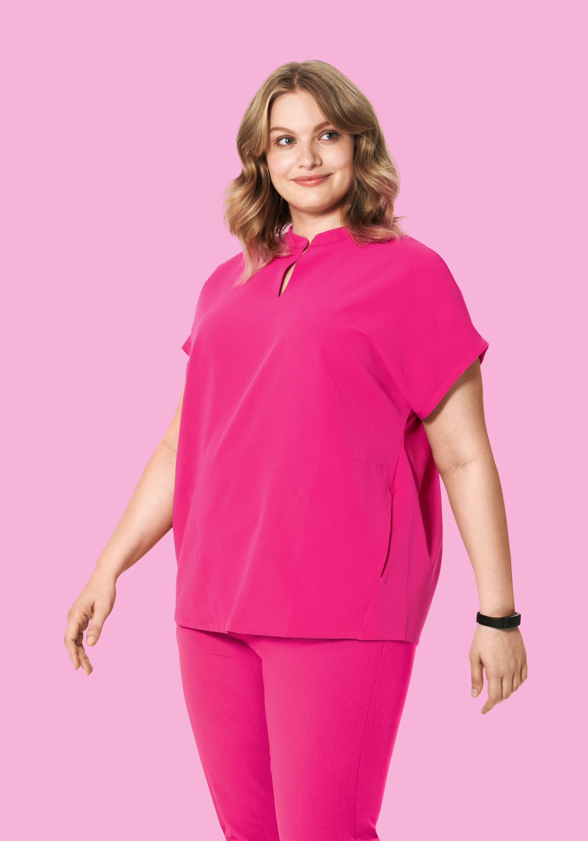 Mandarin Dolman Top Shocking Pink