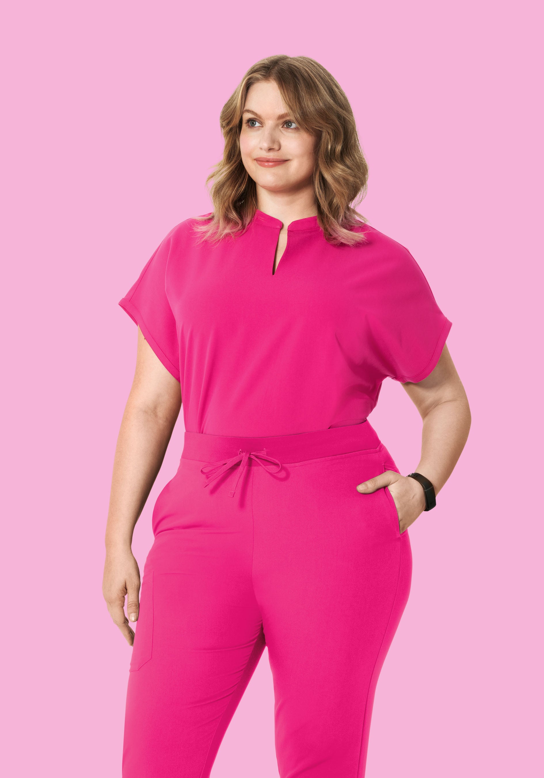 Mandarin Dolman Top Shocking Pink