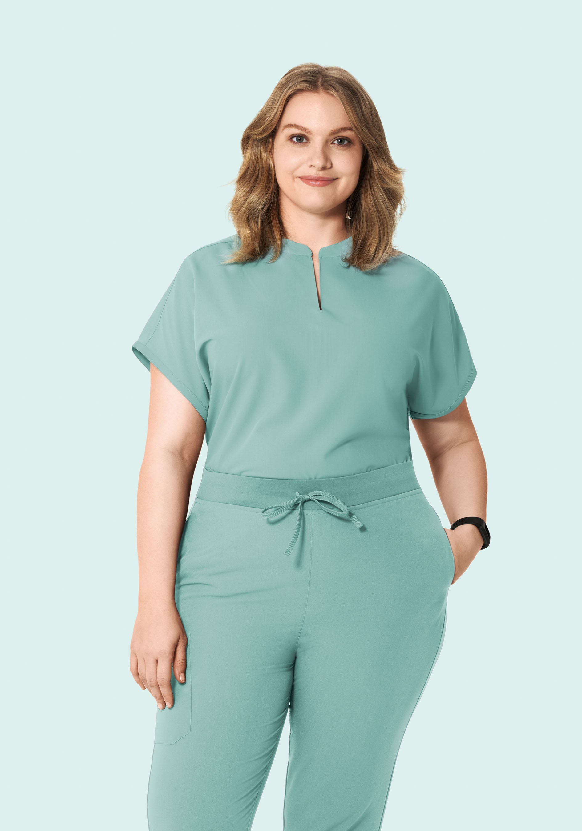 Women's Oversized Mandarin Dolman Scrub Top - Tourmaline | Mandala