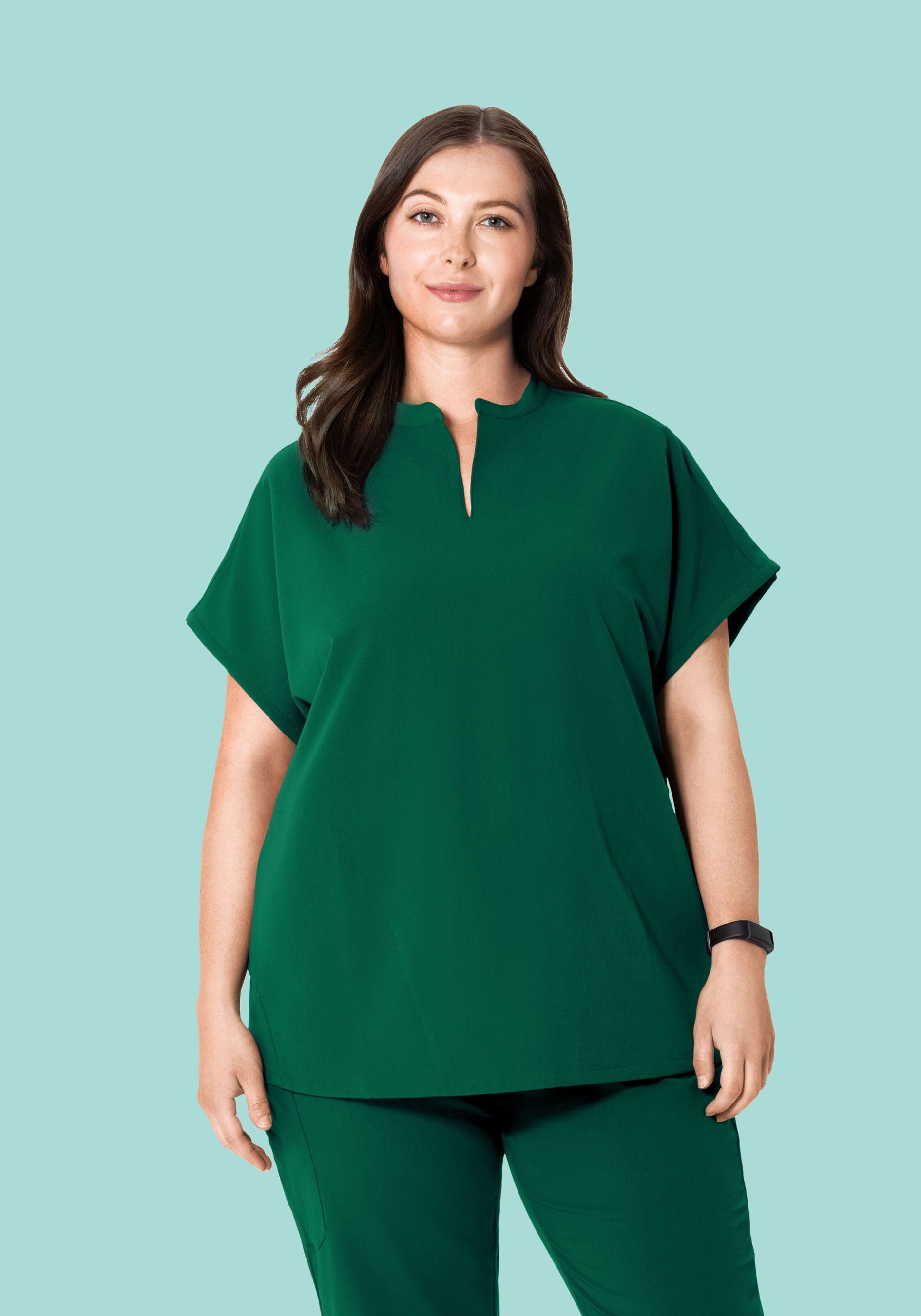 Women's Oversized Mandarin Dolman Top - Hunter Green | Mandala Scrubs