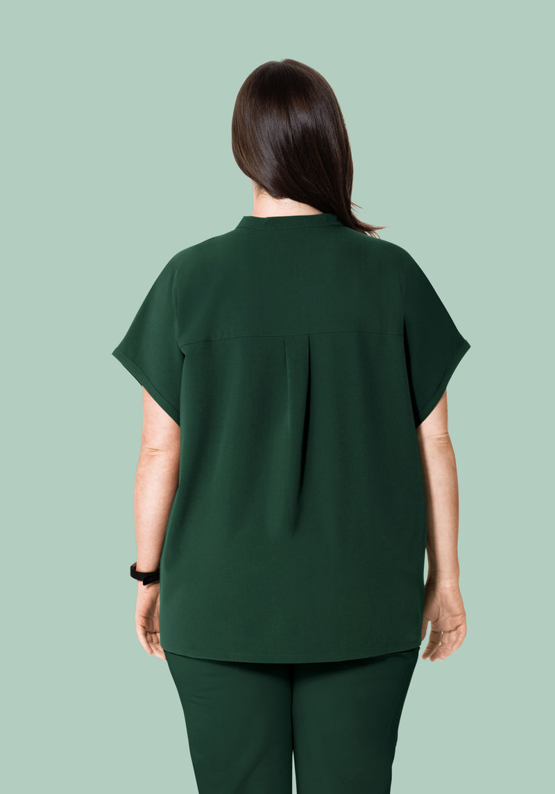 Mandarin Dolman Top Midnight Green