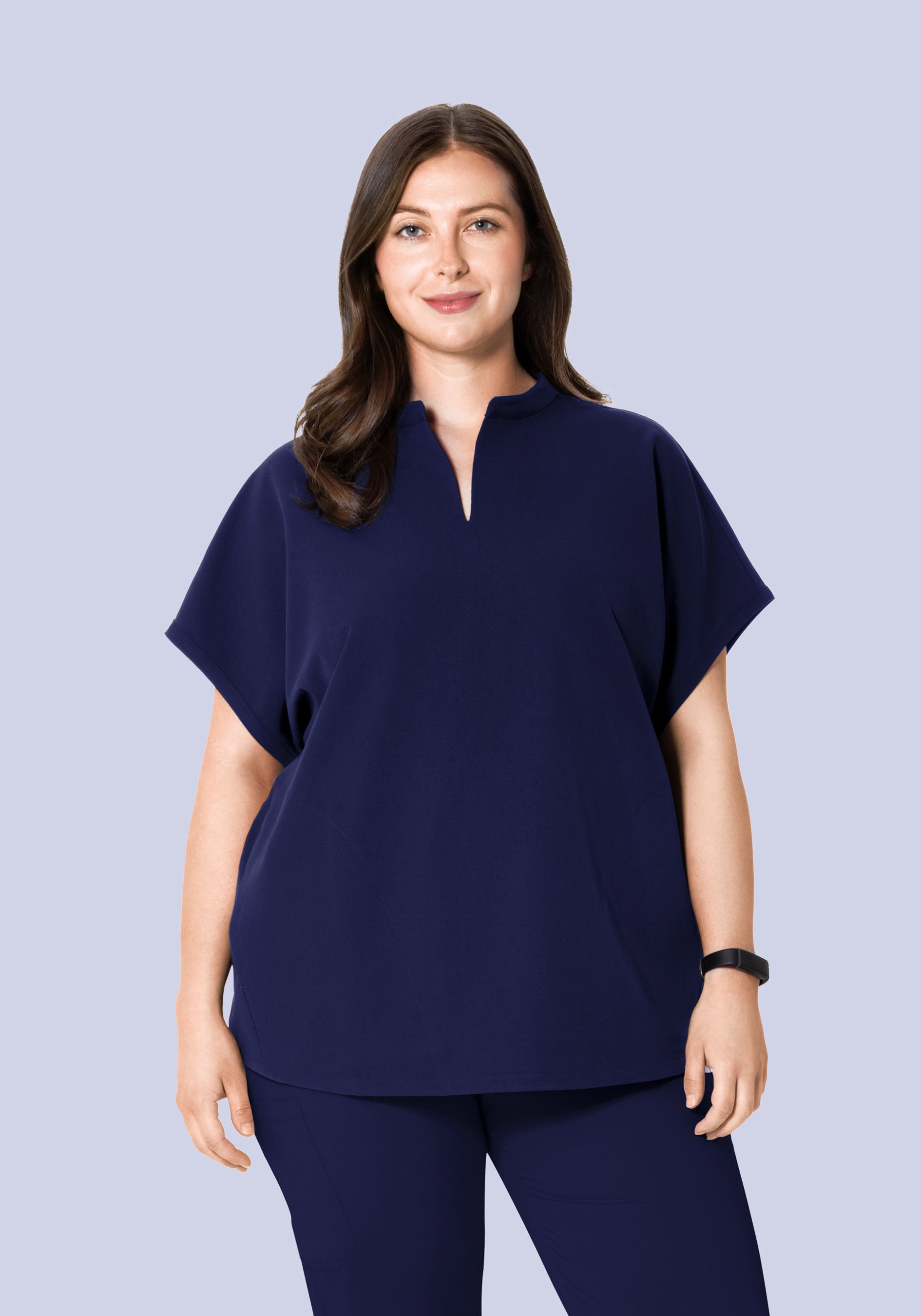 Women's Oversized Mandarin Dolman Scrub Top - Navy | Mandala Scrubs