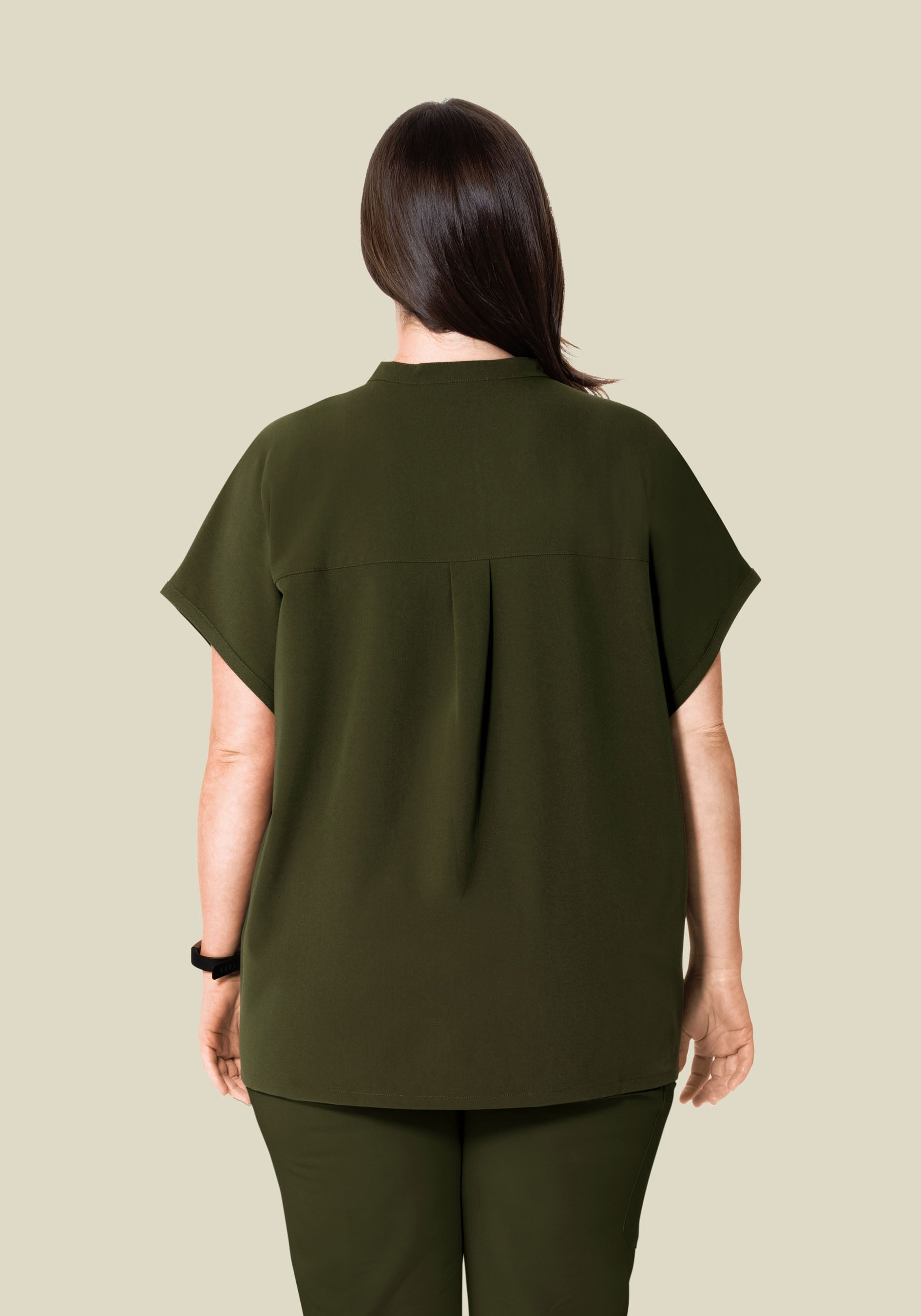 Women's Oversized Mandarin Dolman Scrub Top - Olive | Mandala Scrubs