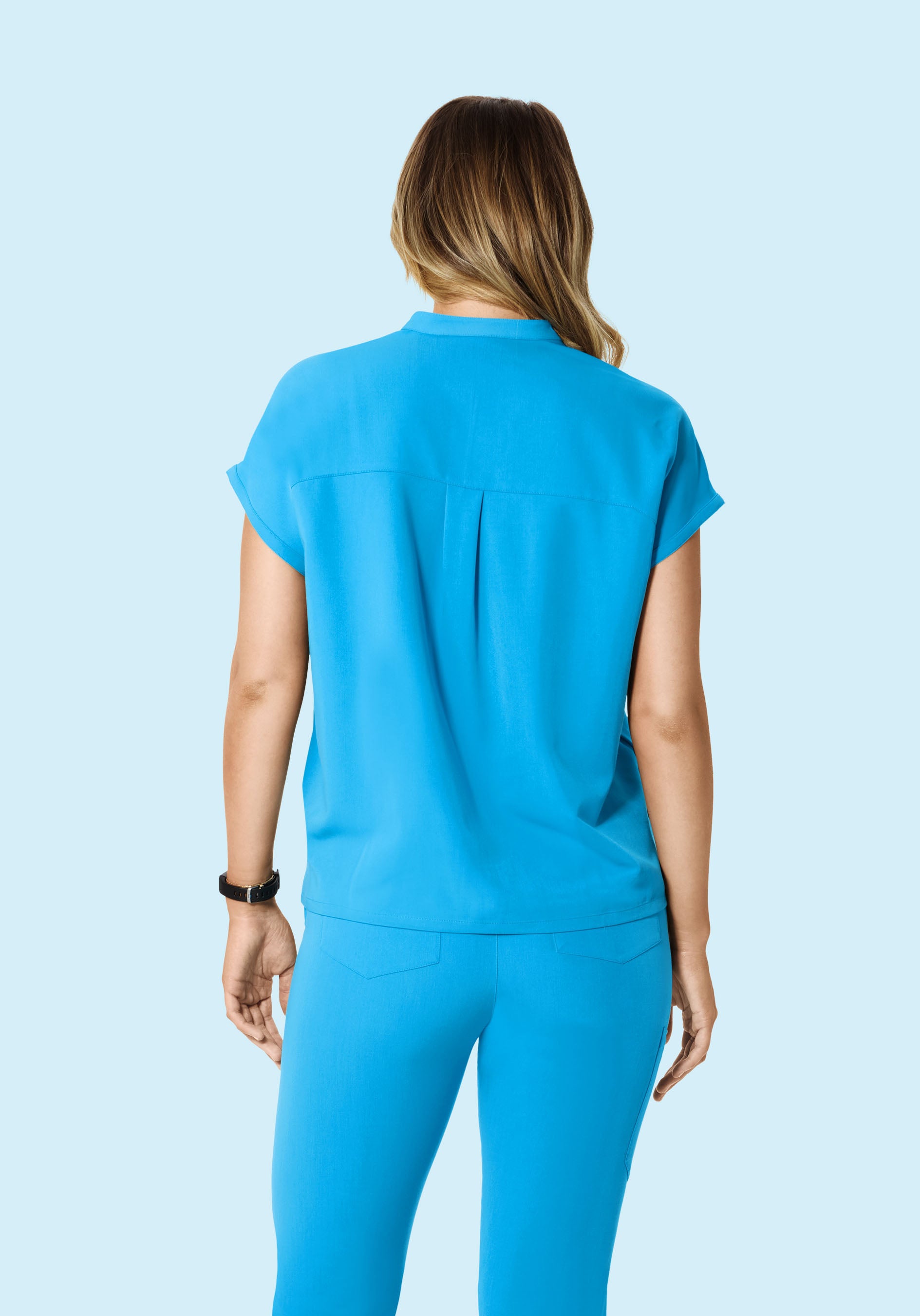 Mandarin Dolman Top Horizon Blue