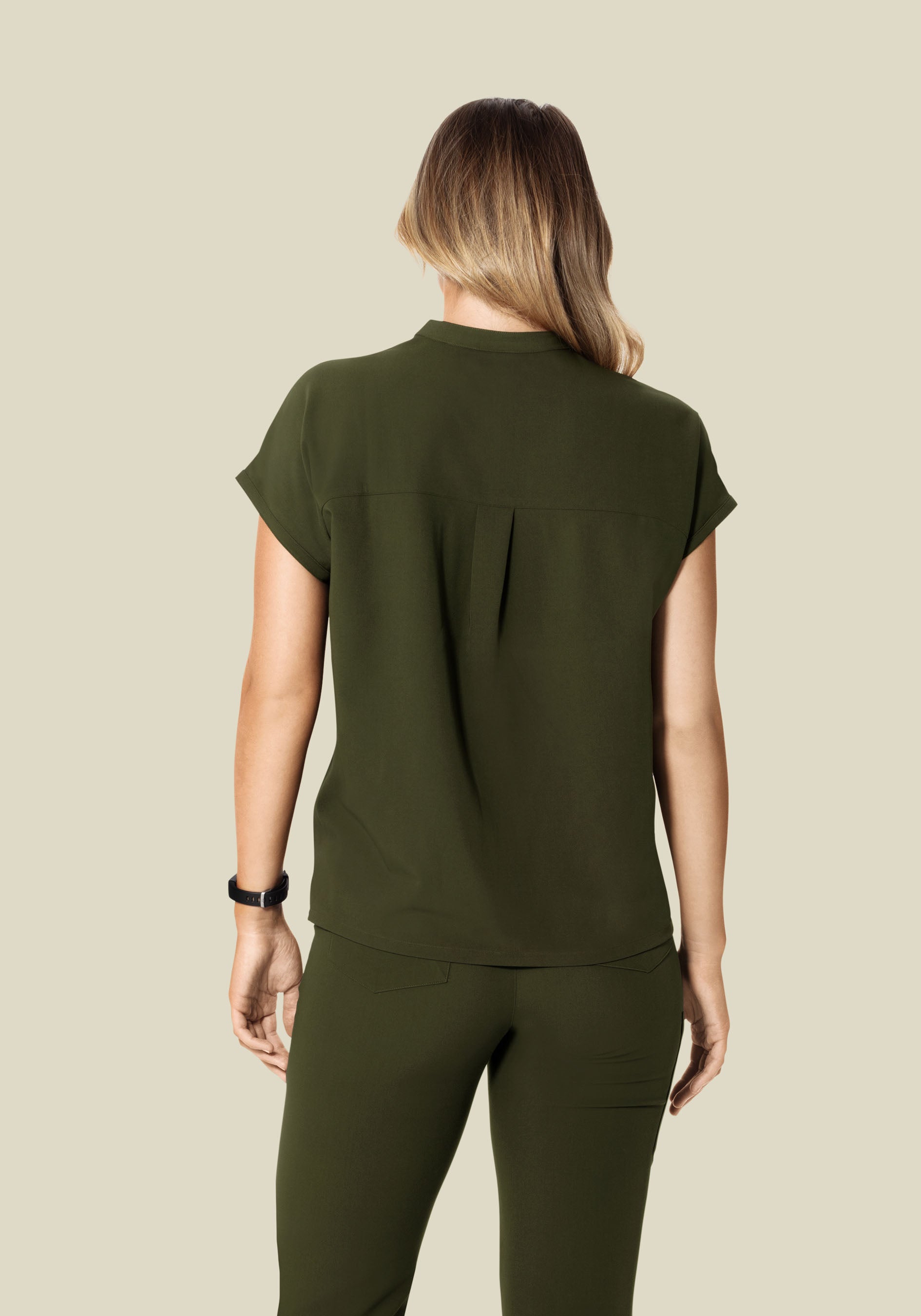 Women's Oversized Mandarin Dolman Scrub Top - Olive | Mandala Scrubs