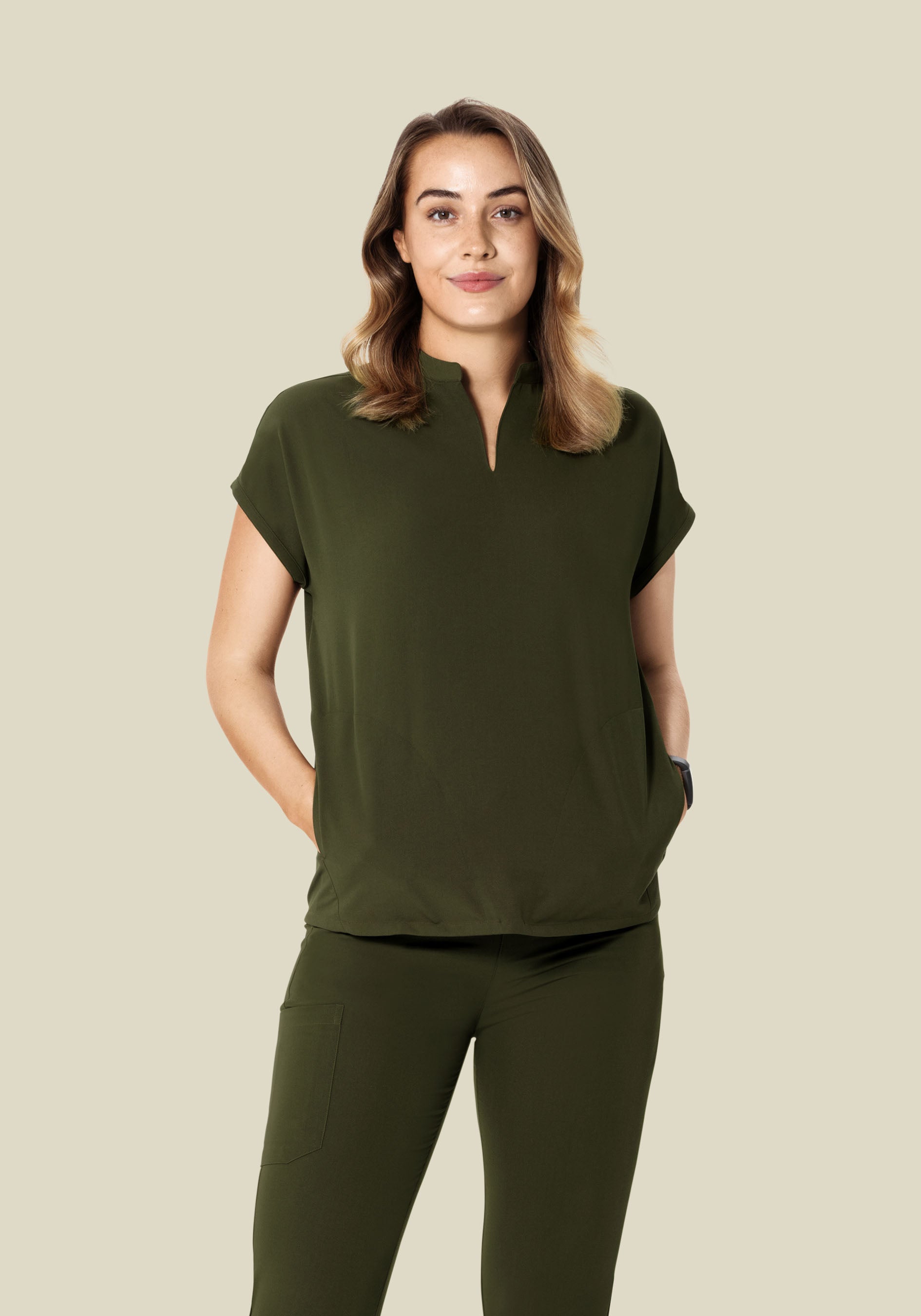 Mandarin Dolman Top Olive