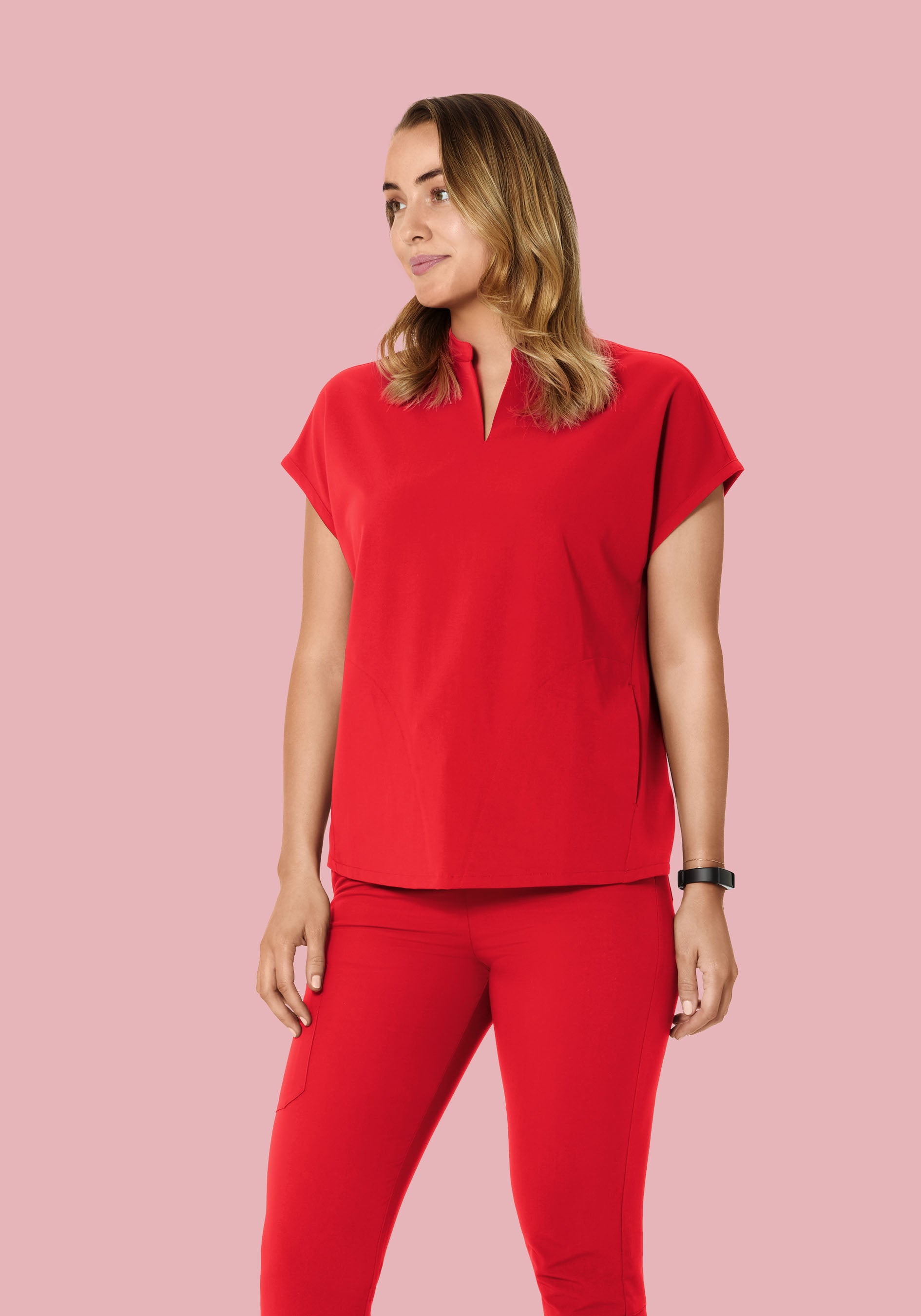 Mandarin Dolman Top Poppy Red