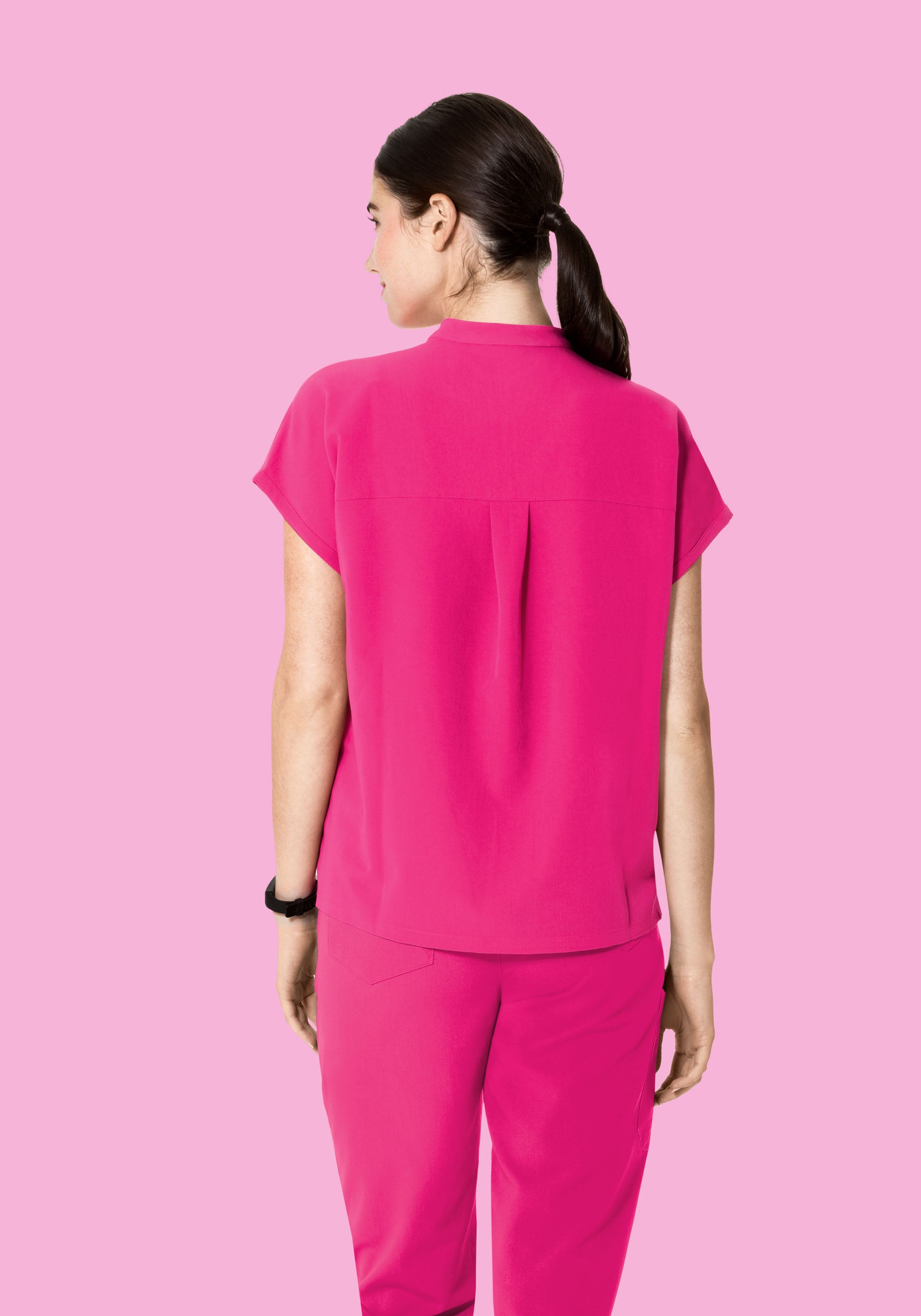 Mandarin Dolman Top Shocking Pink