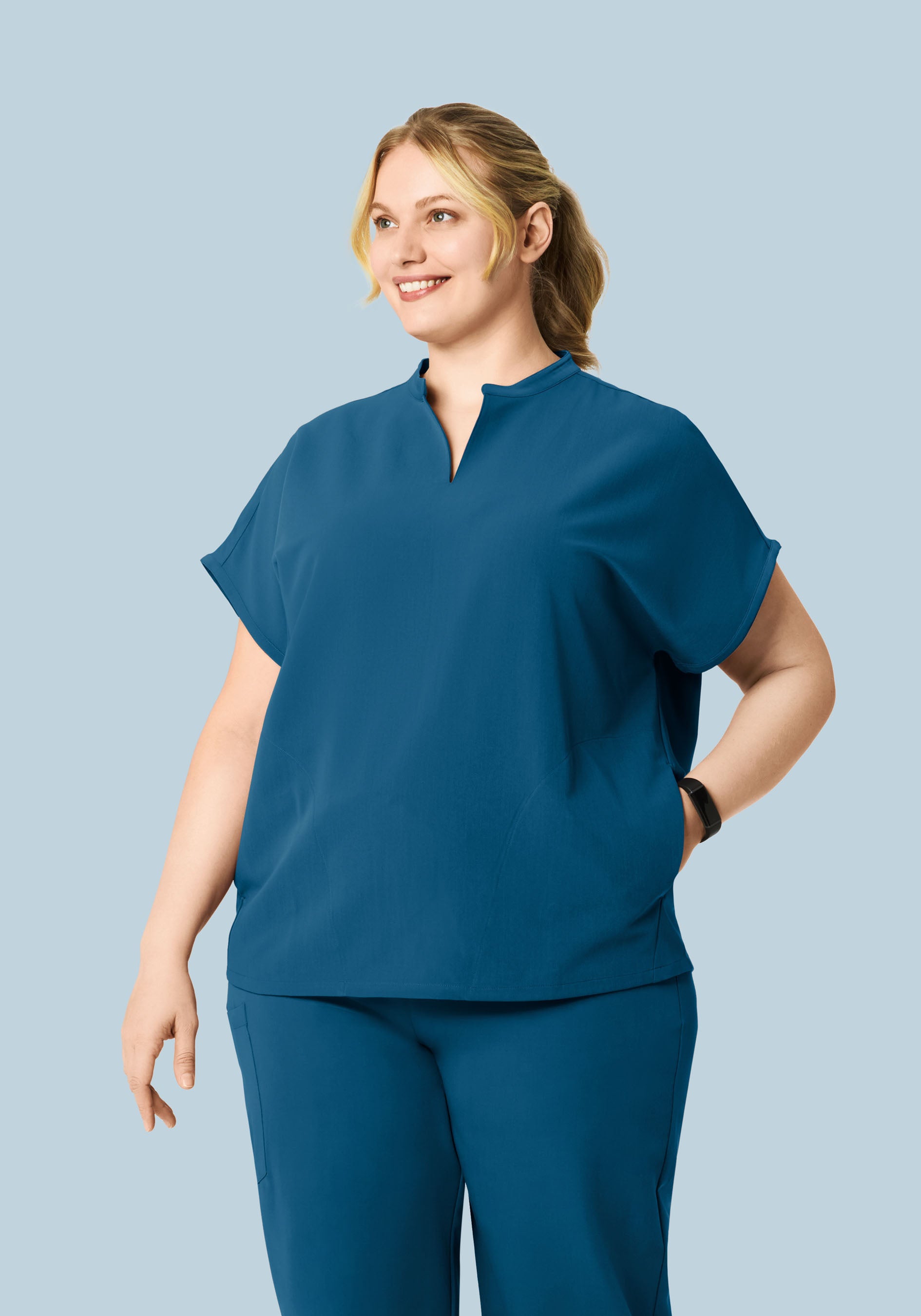 Mandarin Dolman Top Harbor Blue