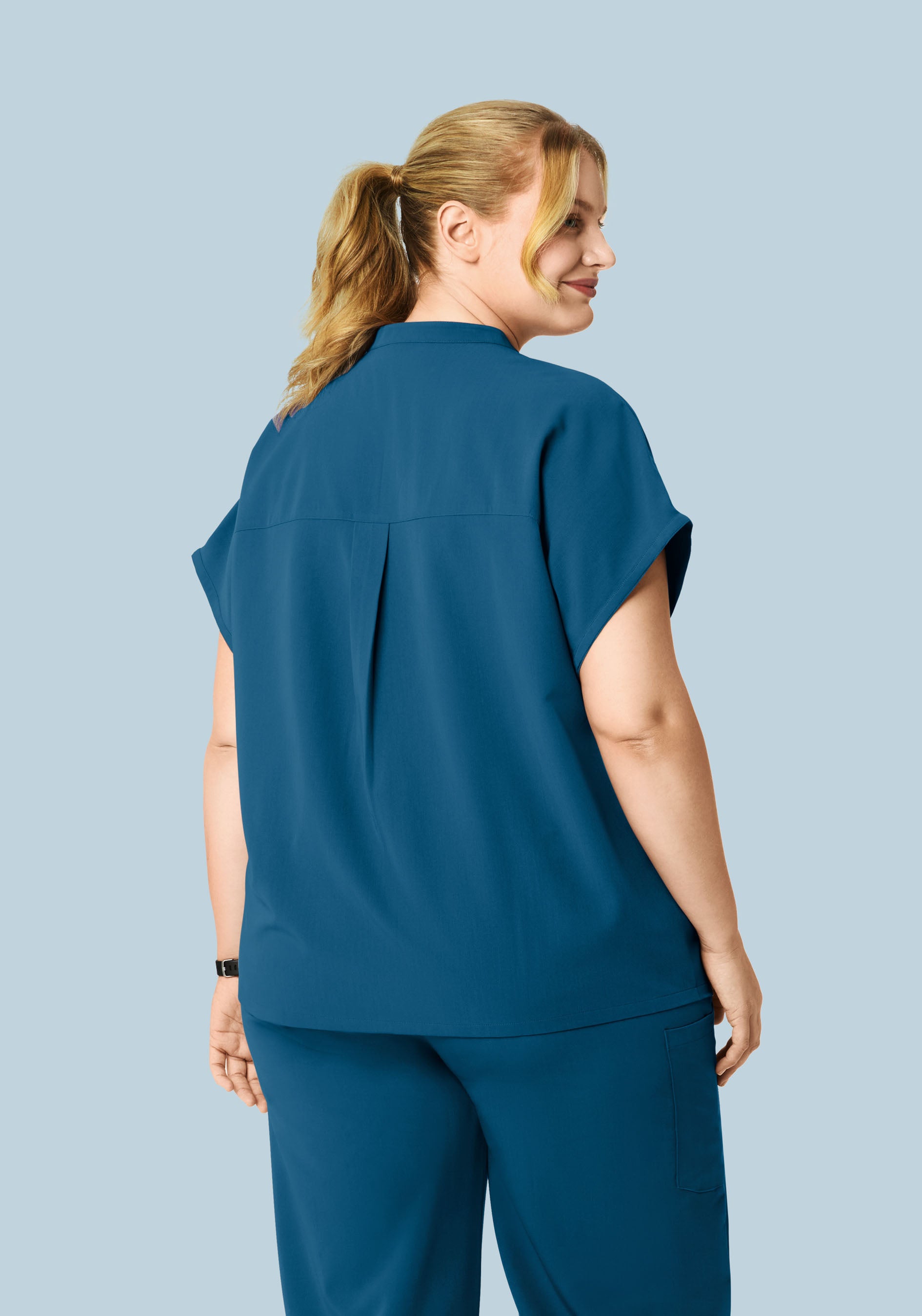 Mandarin Dolman Top Harbor Blue