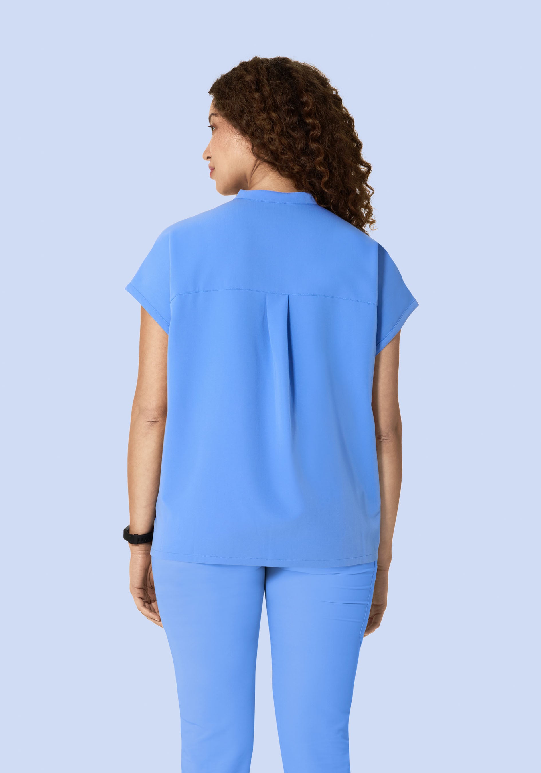 Women's Oversized Mandarin Dolman Top - Ceil Blue | Mandala Scrubs