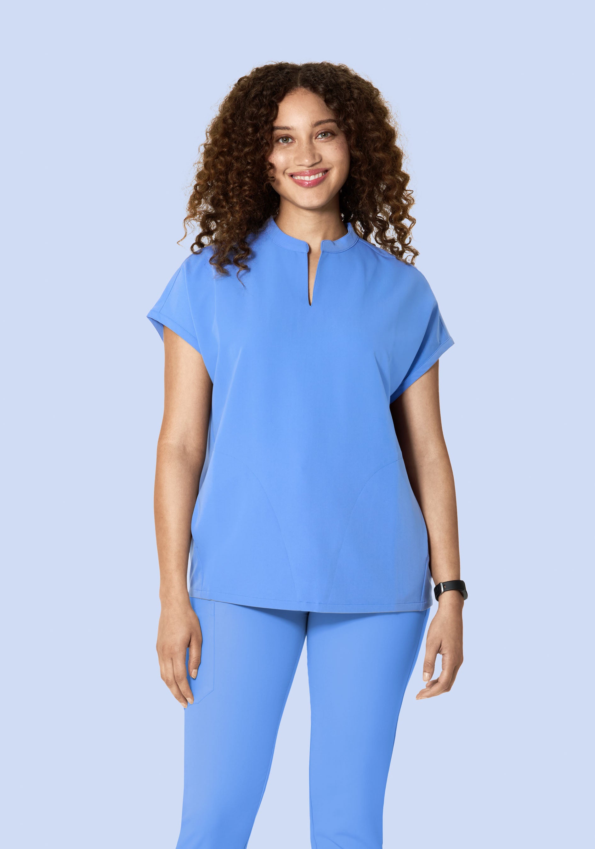 Mandarin Dolman Top Ceil Blue Mandala Scrubs