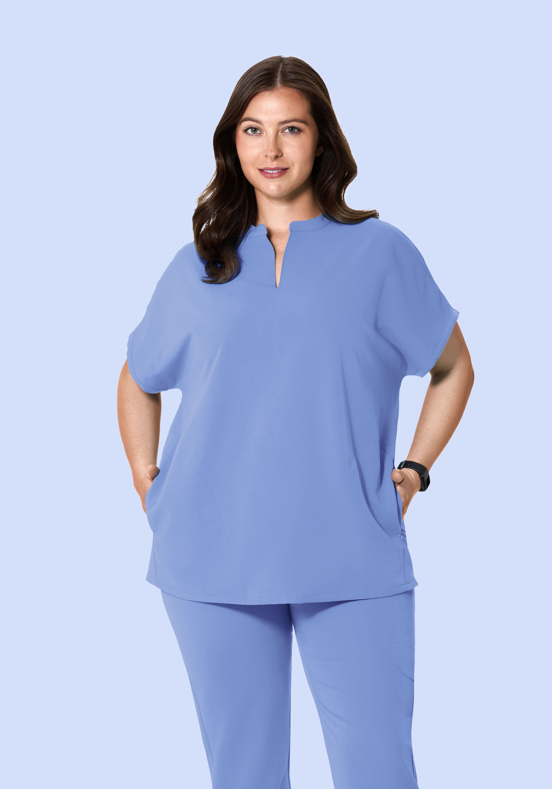 Mandarin Dolman Top Coastline Blue