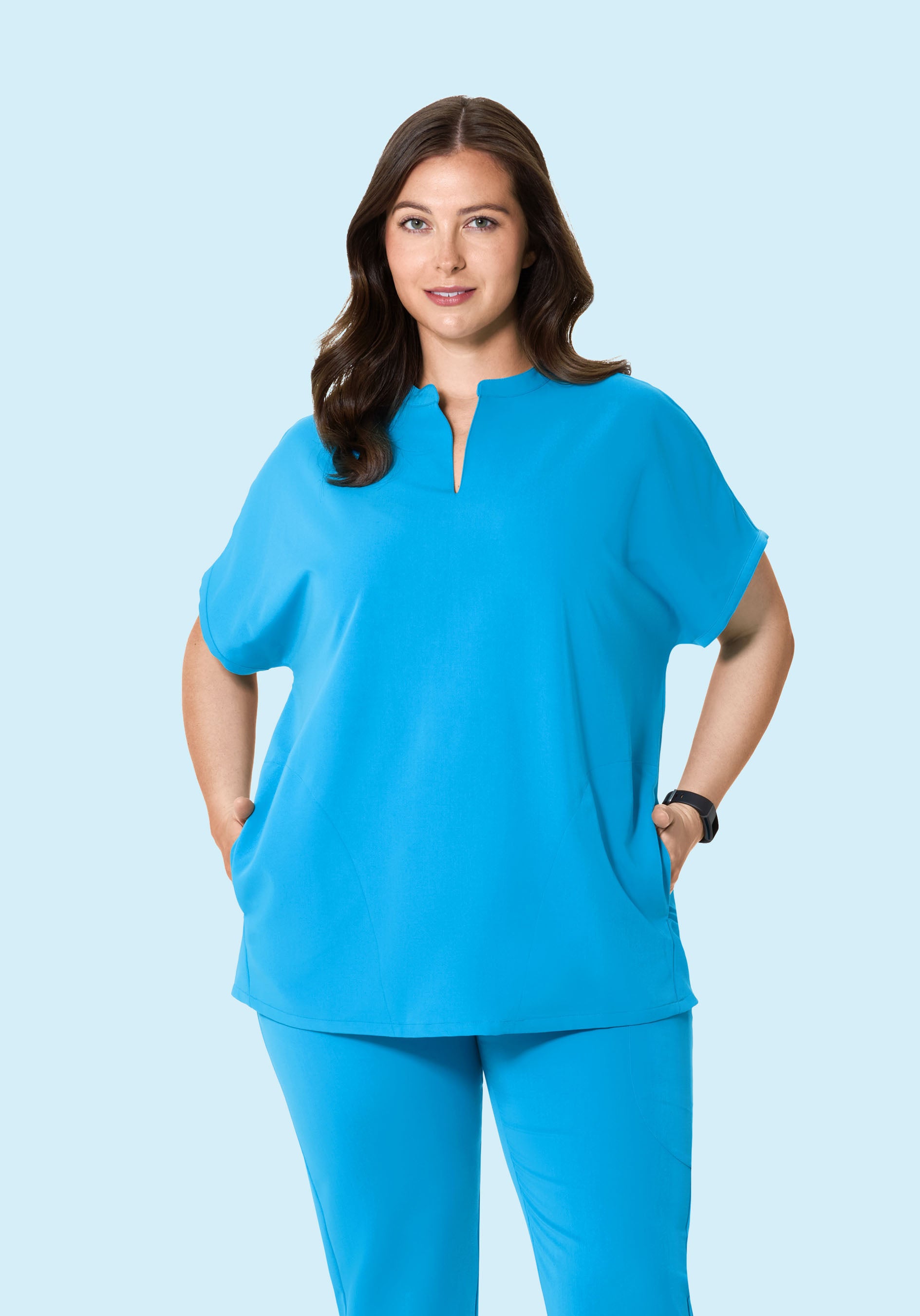 Mandarin Dolman Top Horizon Blue