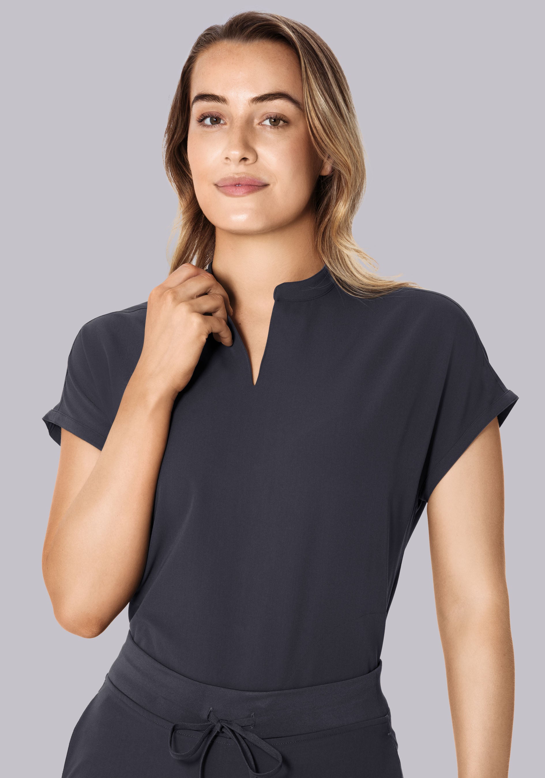 Mandarin Dolman Top Pewter – Mandala Scrubs