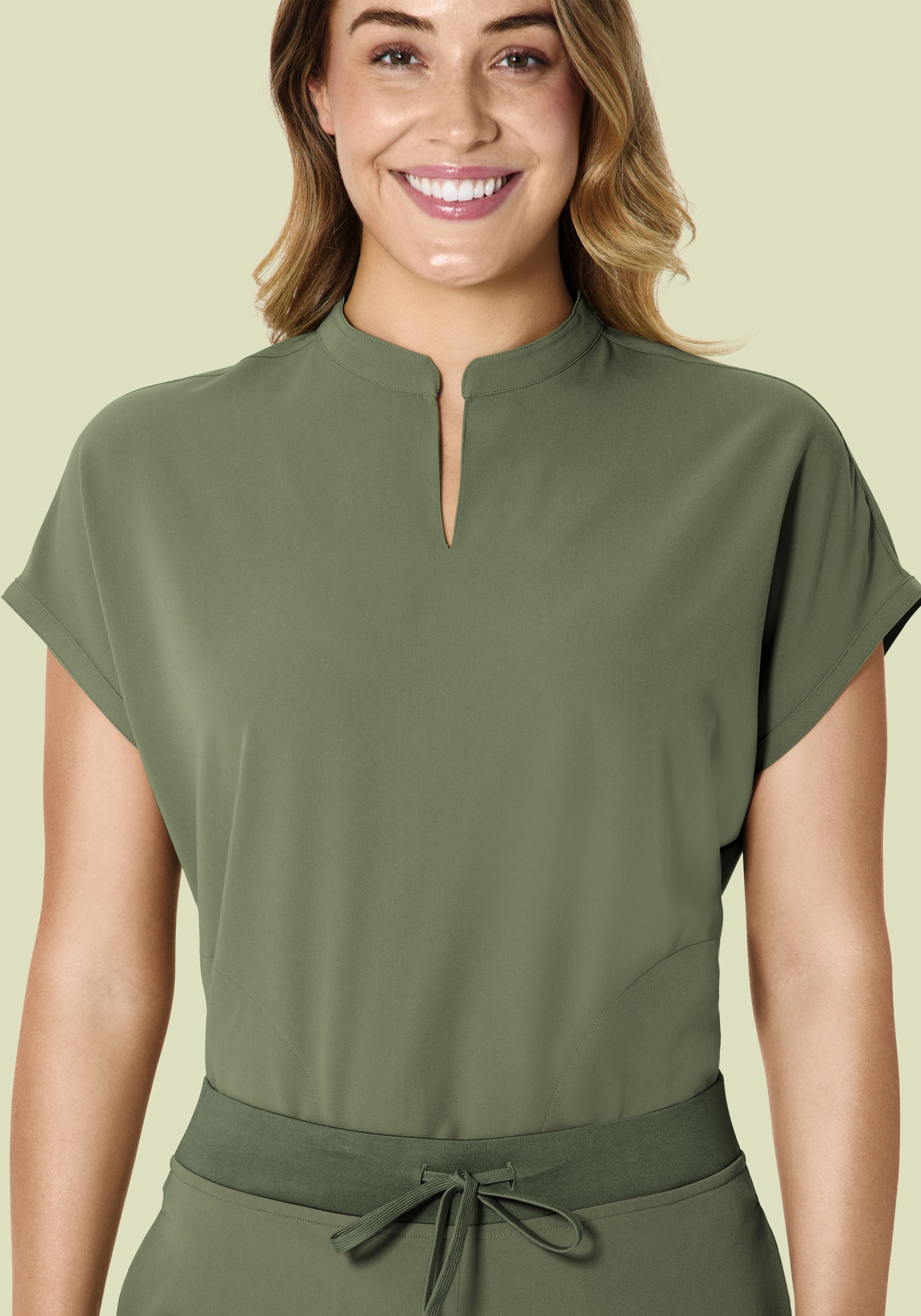 Women's Oversized Mandarin Dolman Scrub Top - Sage | Mandala Scrubs