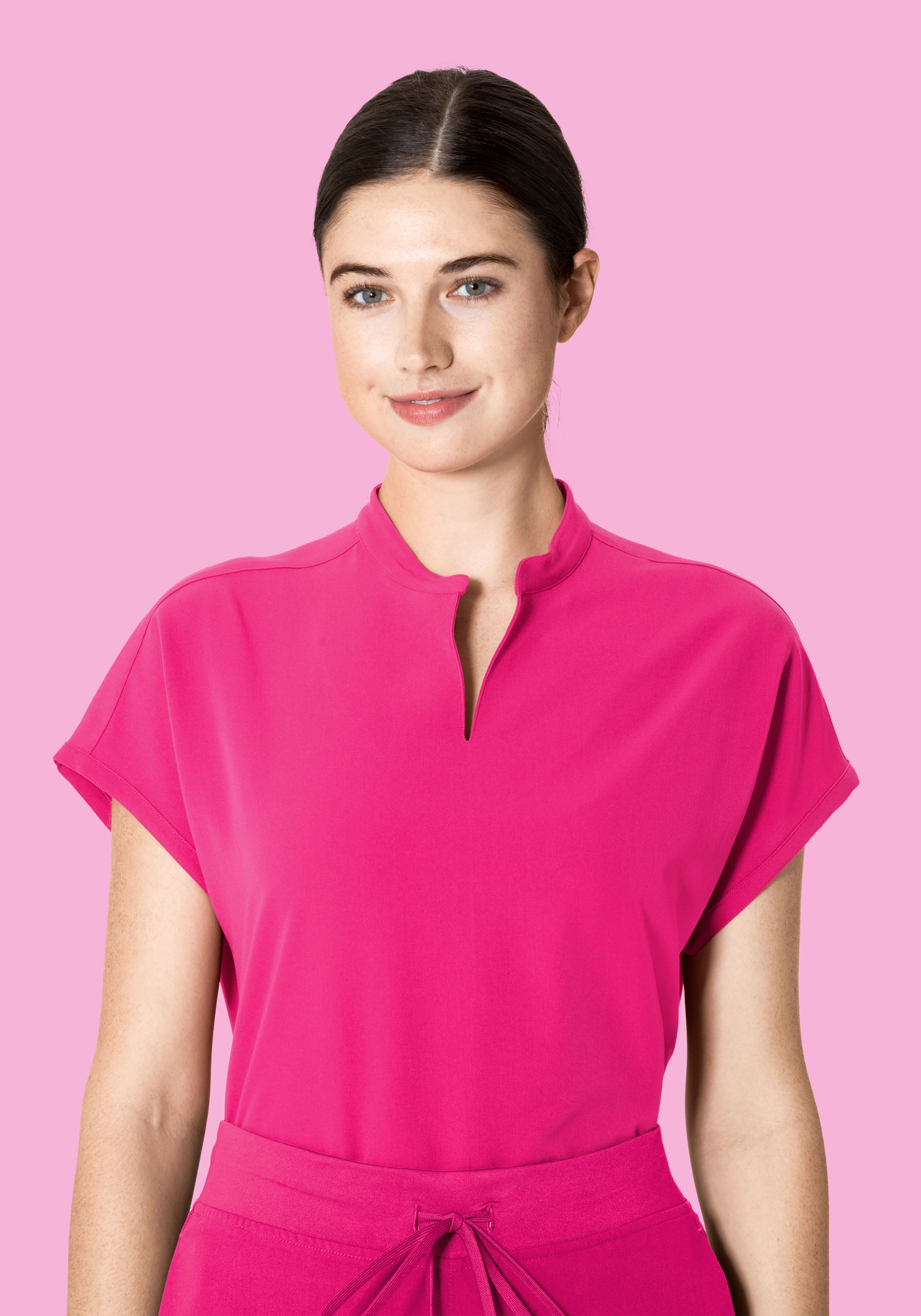 Mandarin Dolman Top Shocking Pink