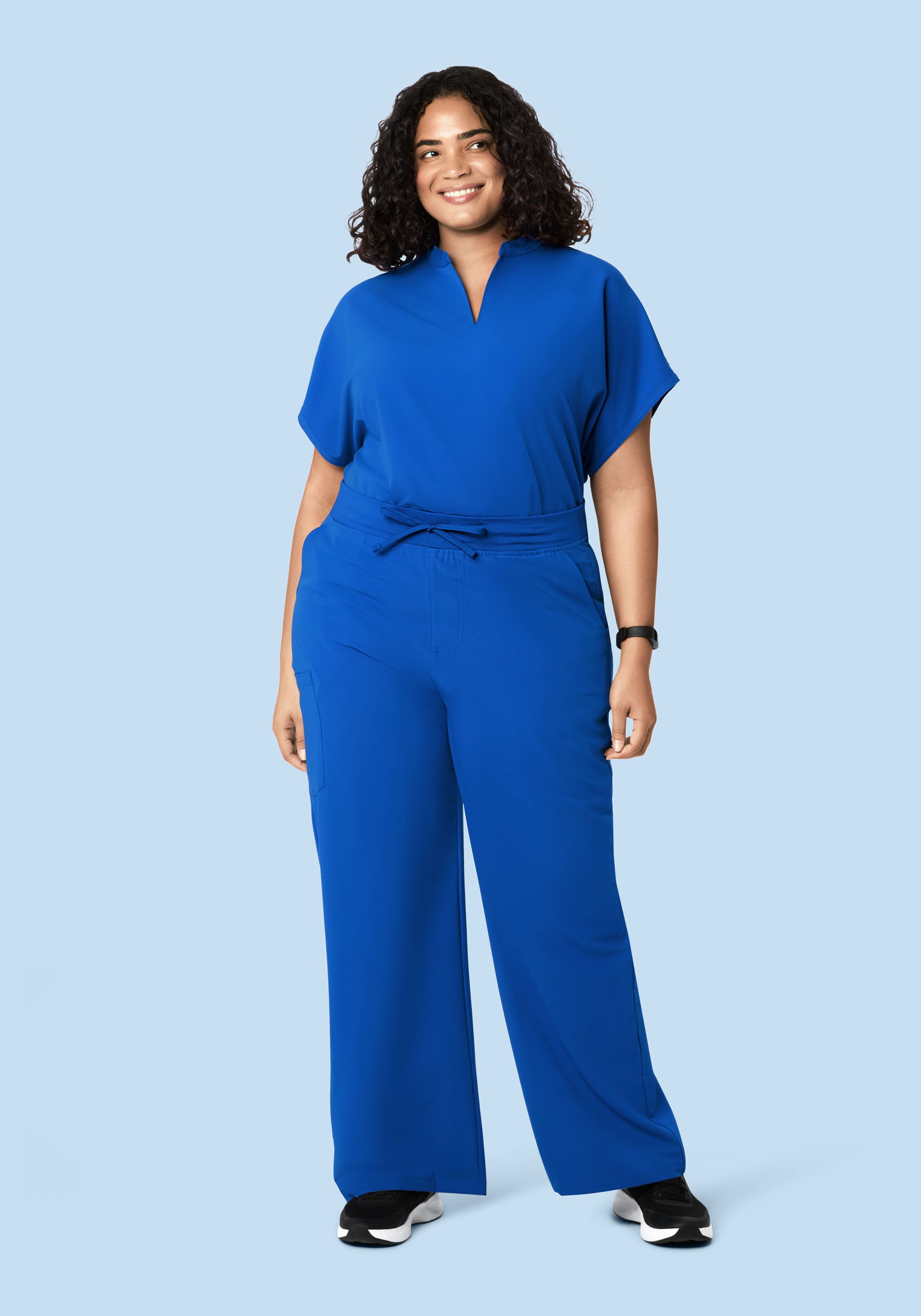 Women's High Waisted Wide Leg Scrub Pants - Cobalt | Mandala Scrubs