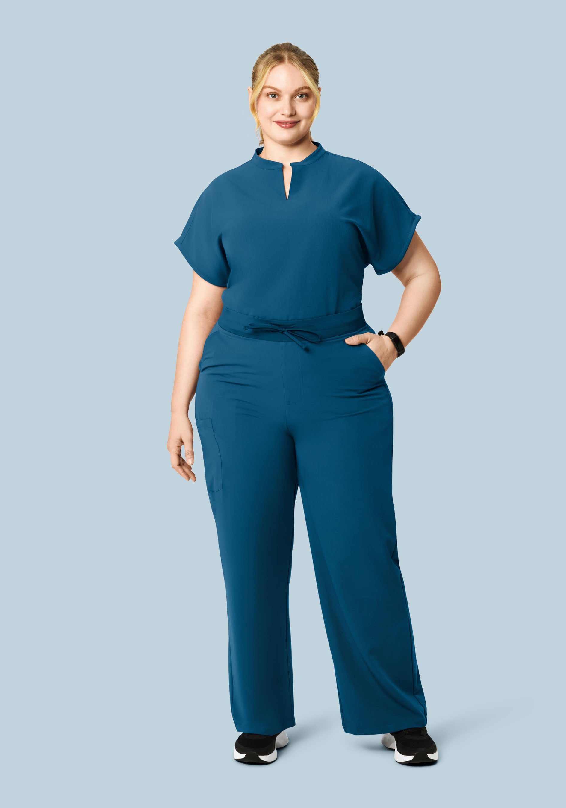 Mandarin Dolman Top Harbor Blue