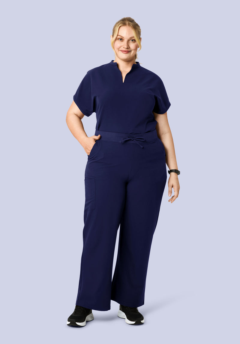 High Waisted Wide Leg Navy Mandala Scrubs