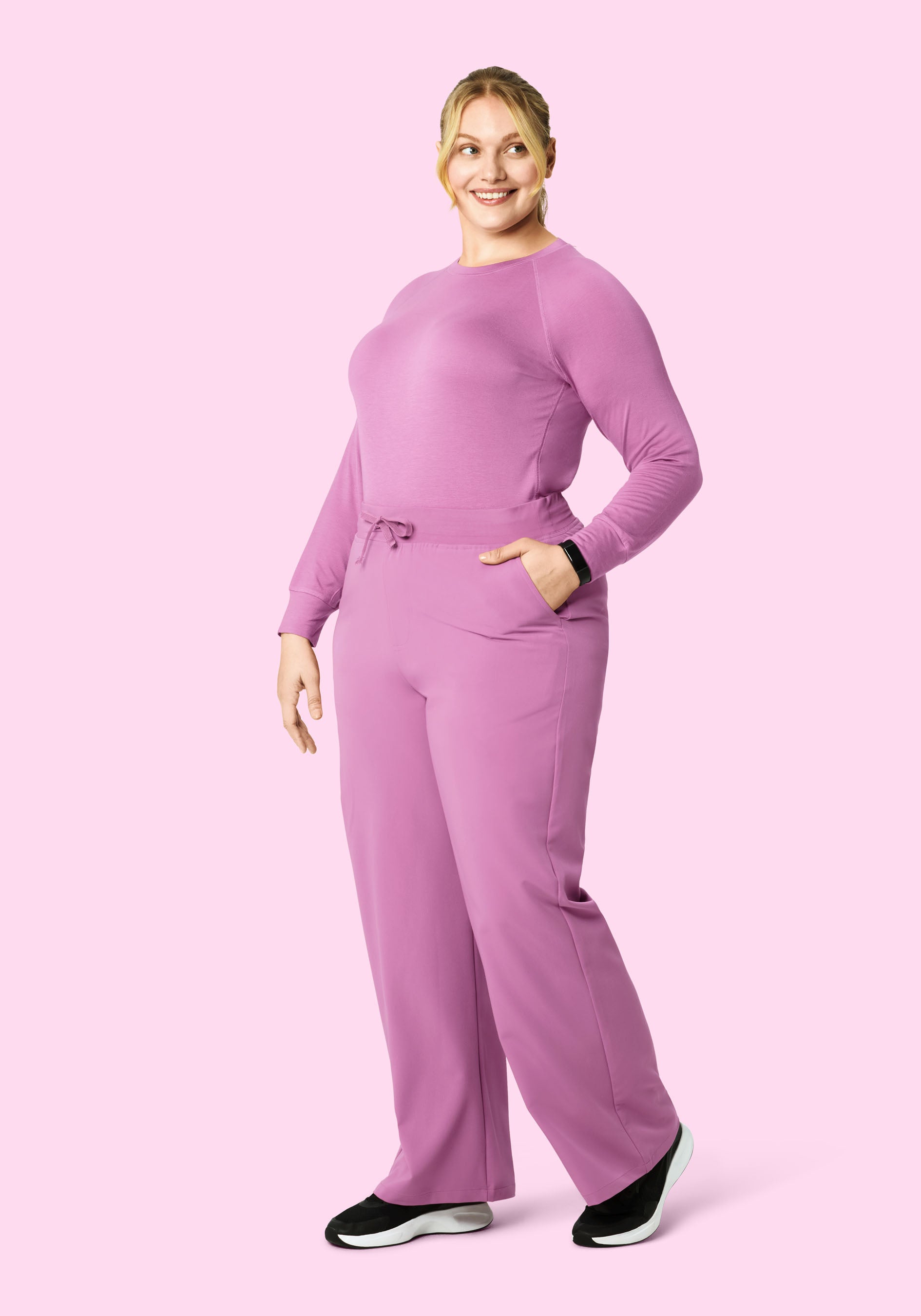 Women's High Waisted Wide Leg Scrub Pants - Mulberry | Mandala Scrubs