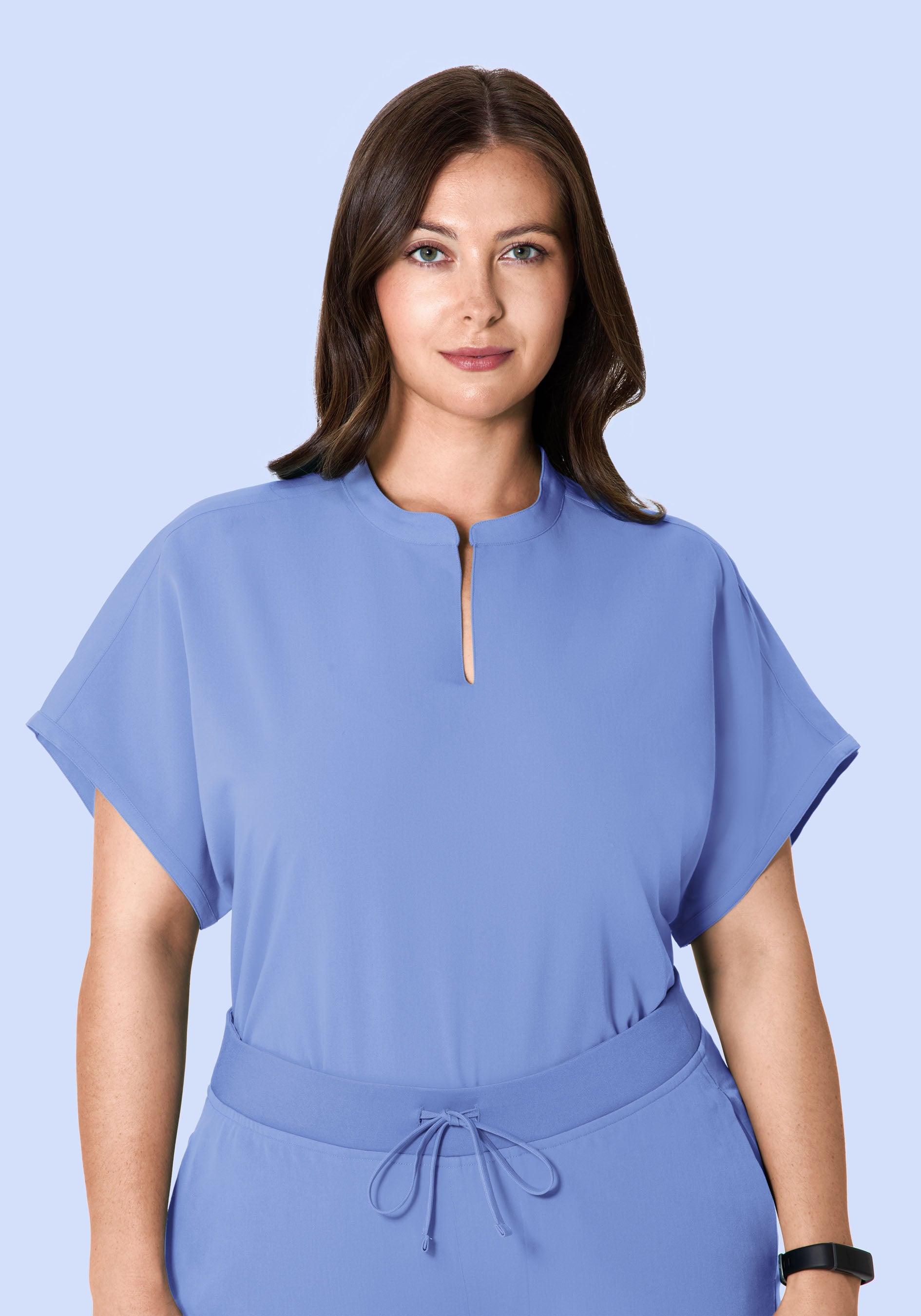 Mandarin Dolman Top Coastline Blue