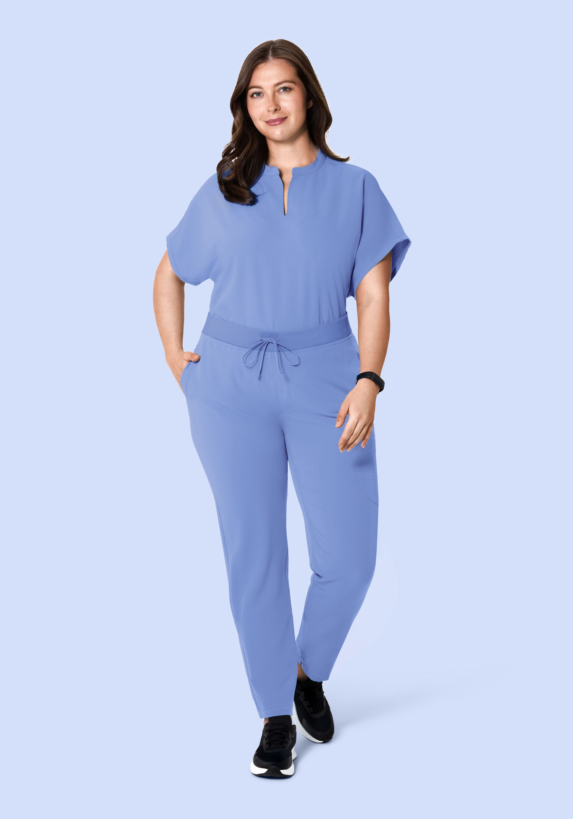 Mandarin Dolman Top Coastline Blue