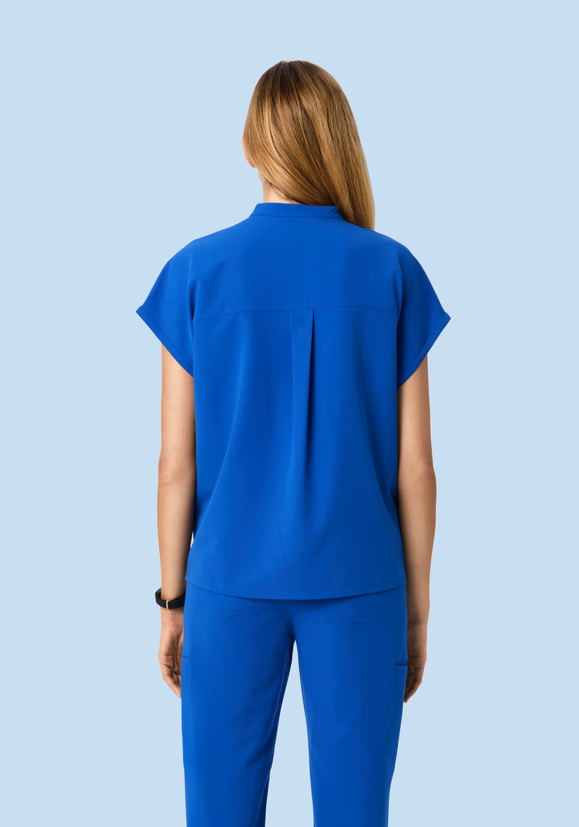 Women's Oversized Mandarin Dolman Scrub Top - Cobalt | Mandala Scrubs