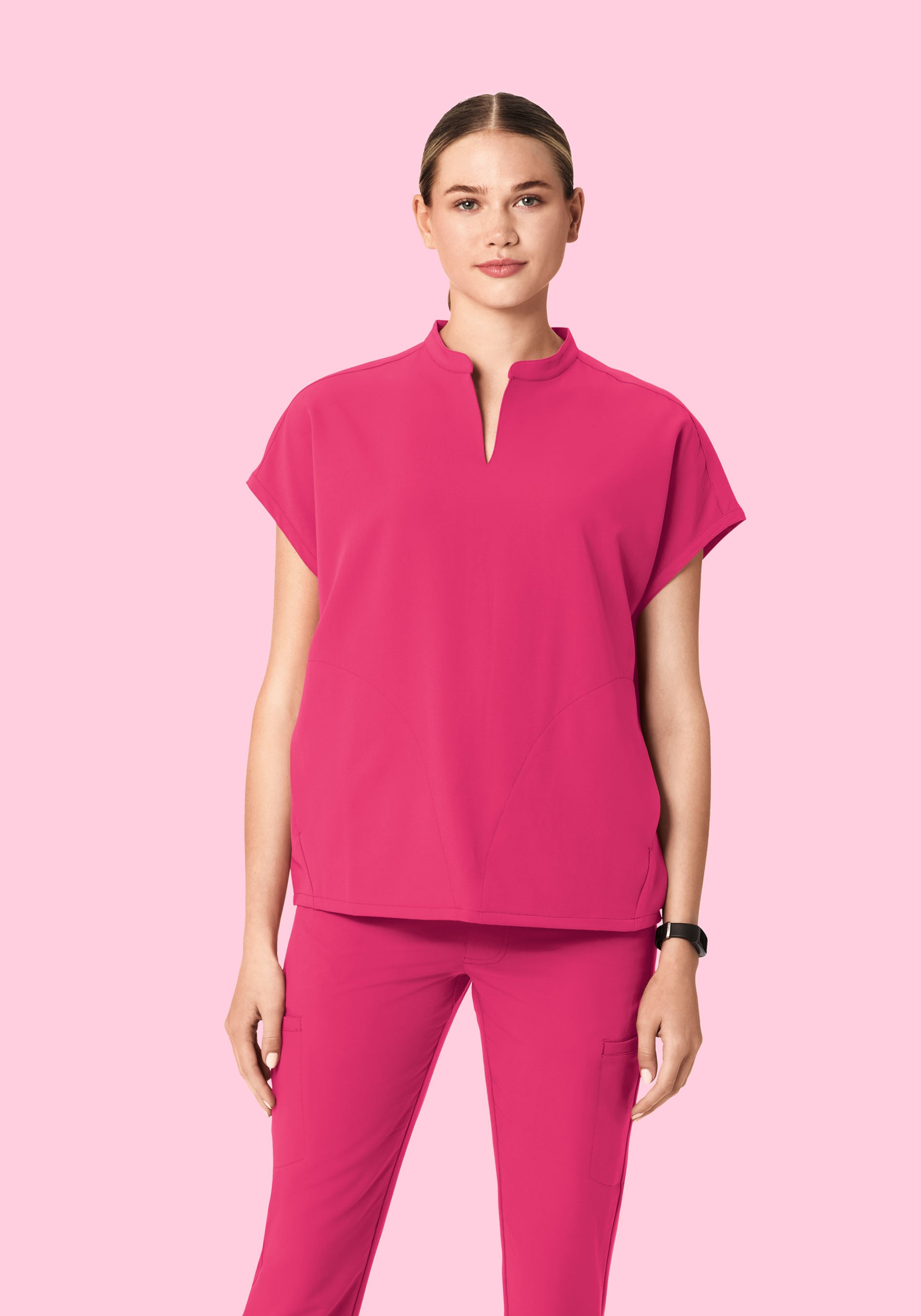 Mandarin Dolman Top Hot Pink