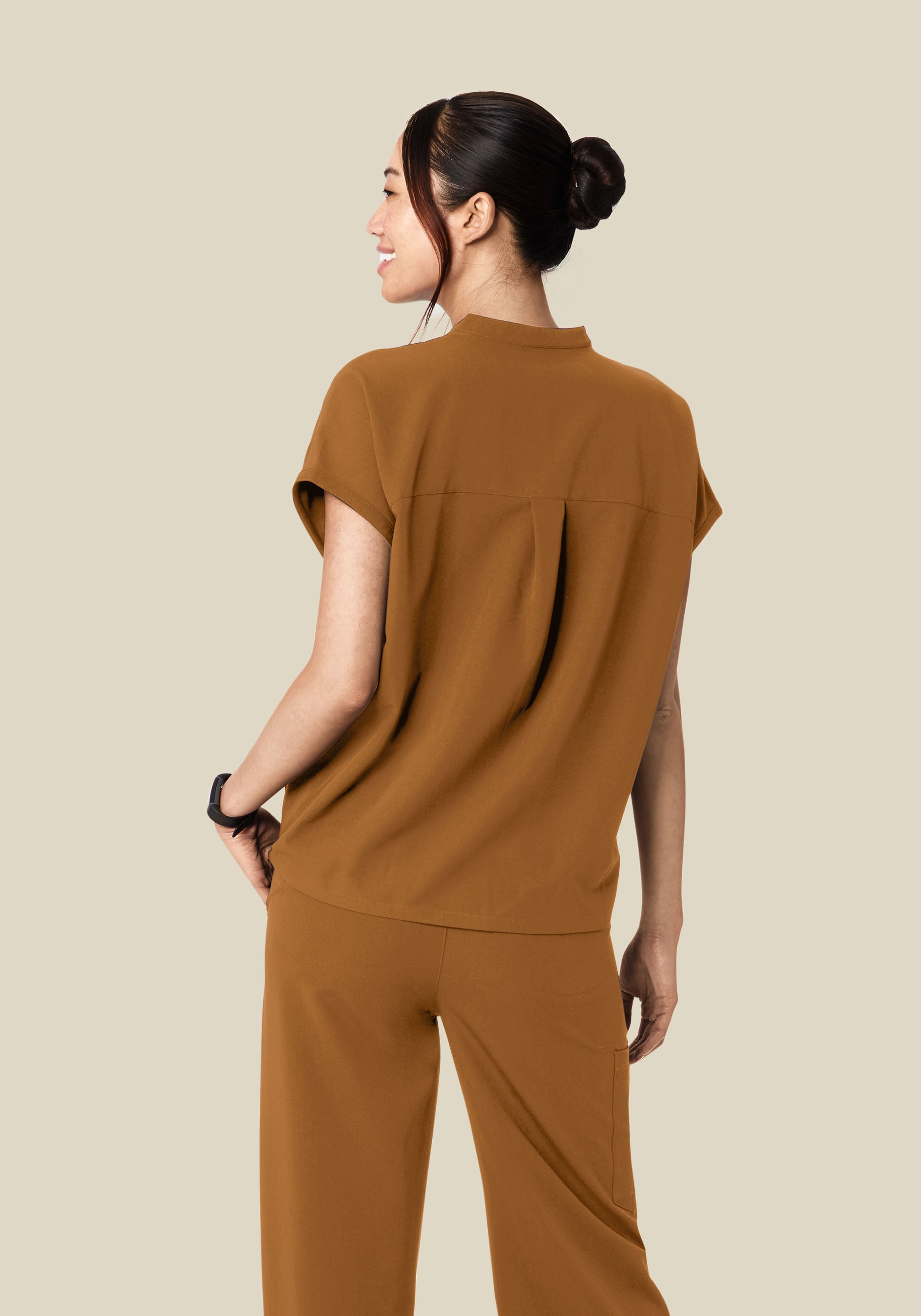 Mandarin Dolman Top Camel