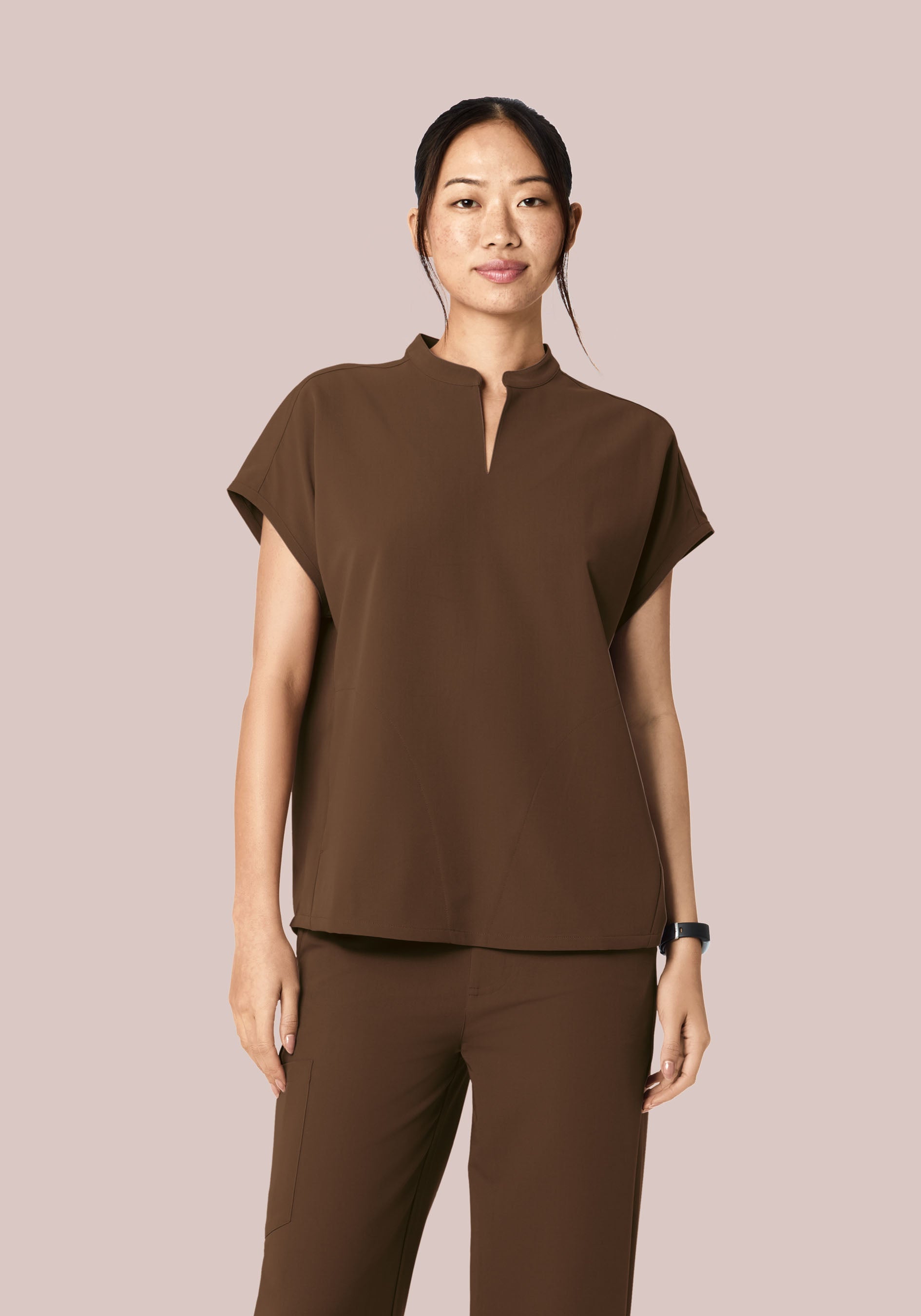 Mandarin Dolman Top Chocolate Brown