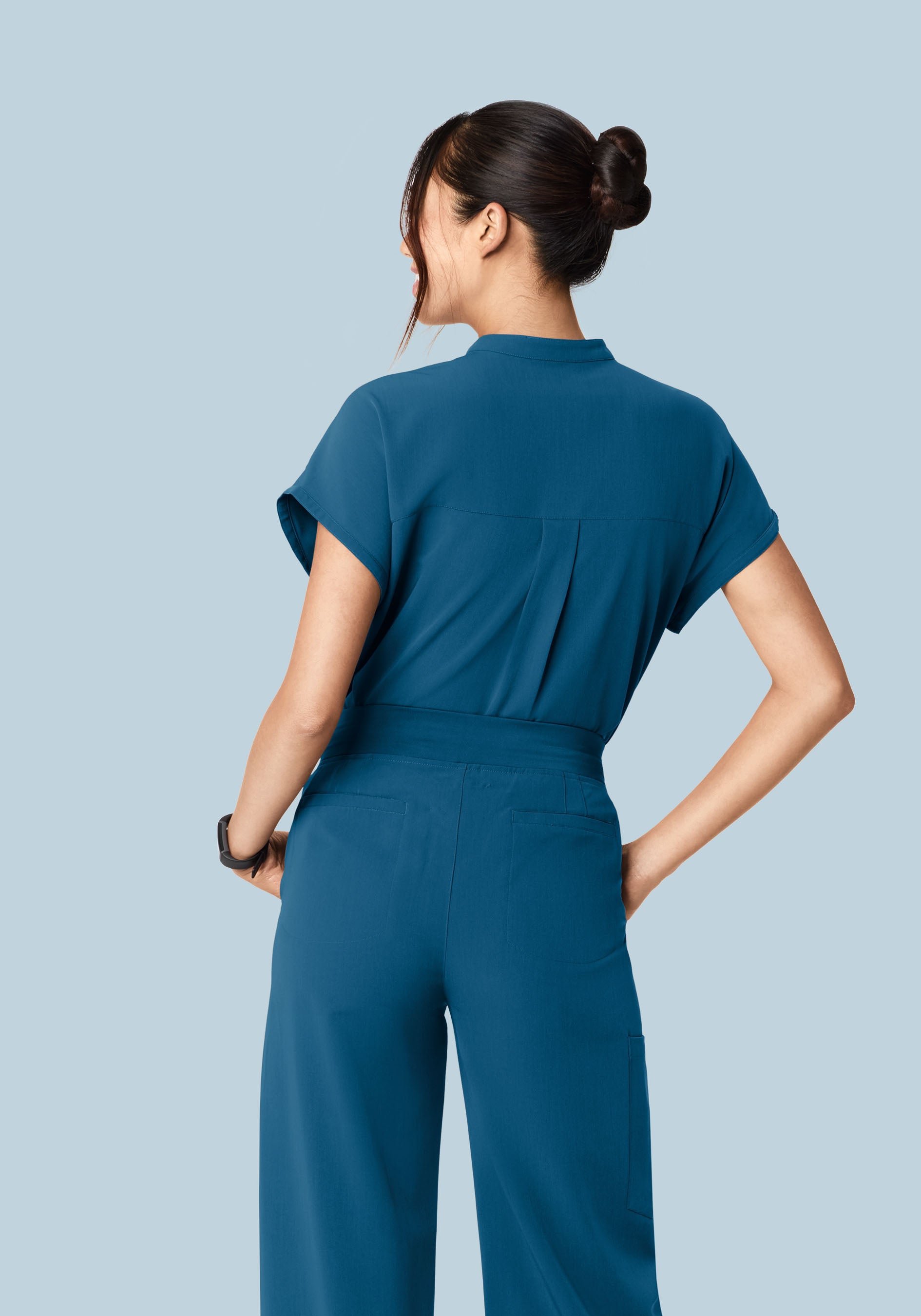 Mandarin Dolman Top Harbor Blue