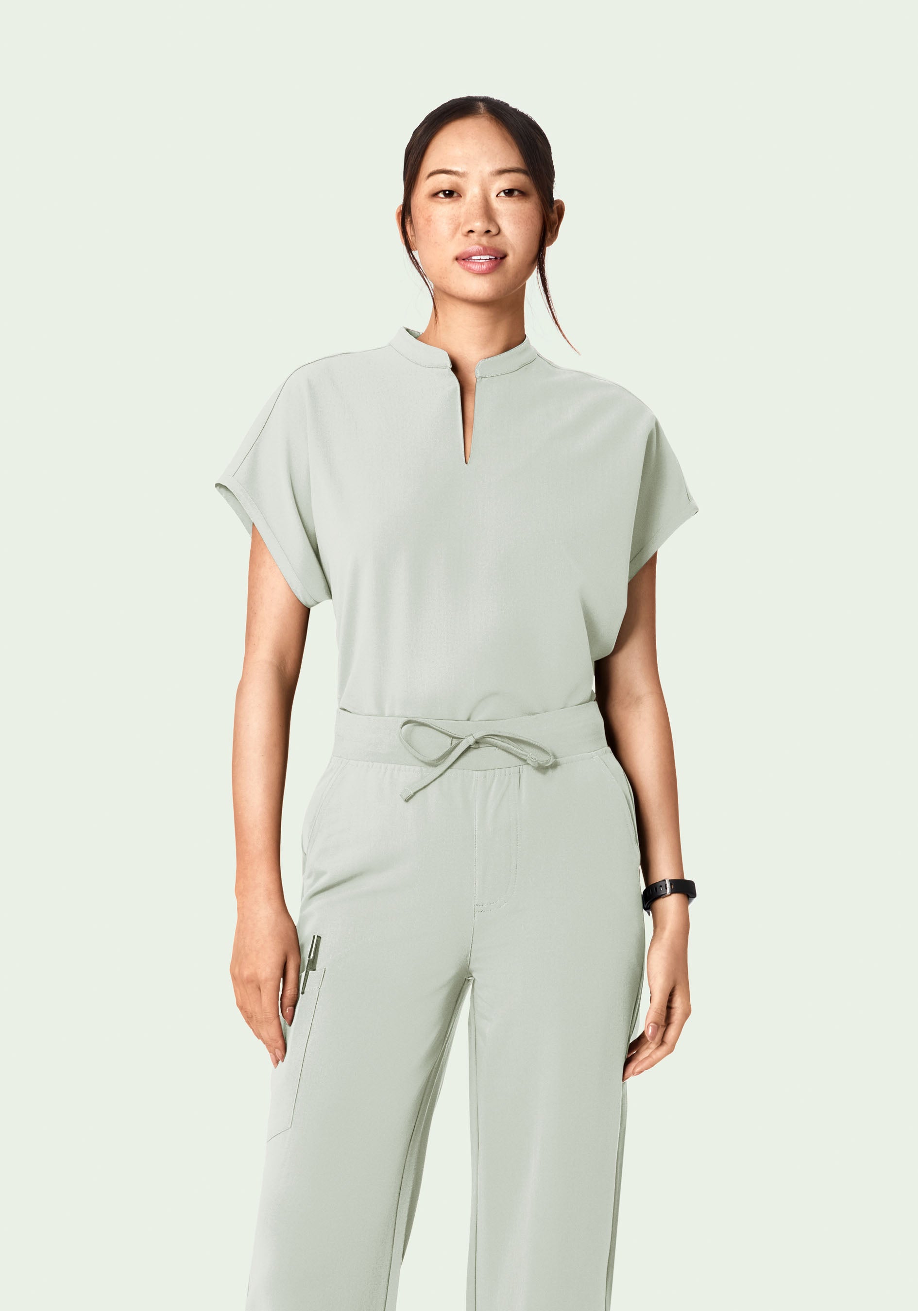Women's Oversized Mandarin Dolman Scrub Top - Northern Droplet