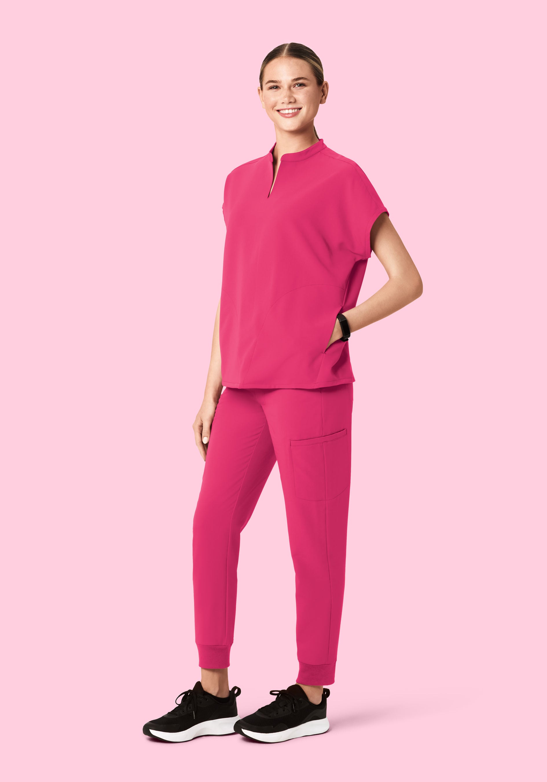 Mandarin Dolman Top Hot Pink