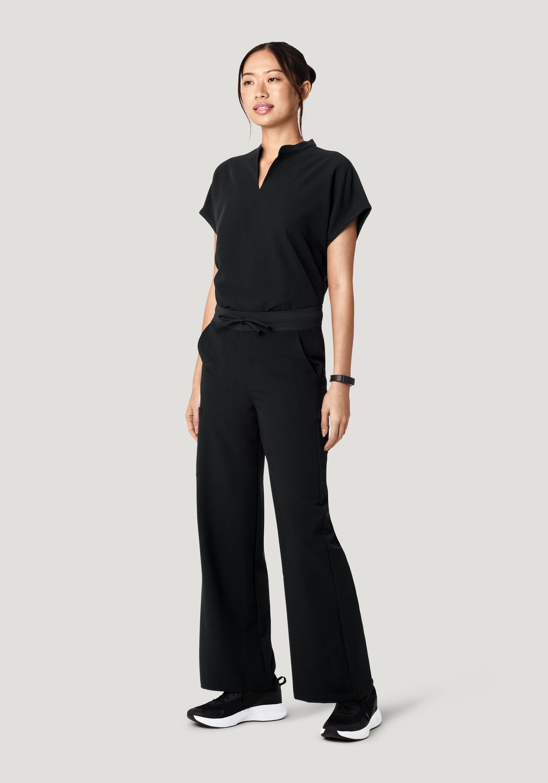 High Waisted Wide Leg Black Mandala Scrubs