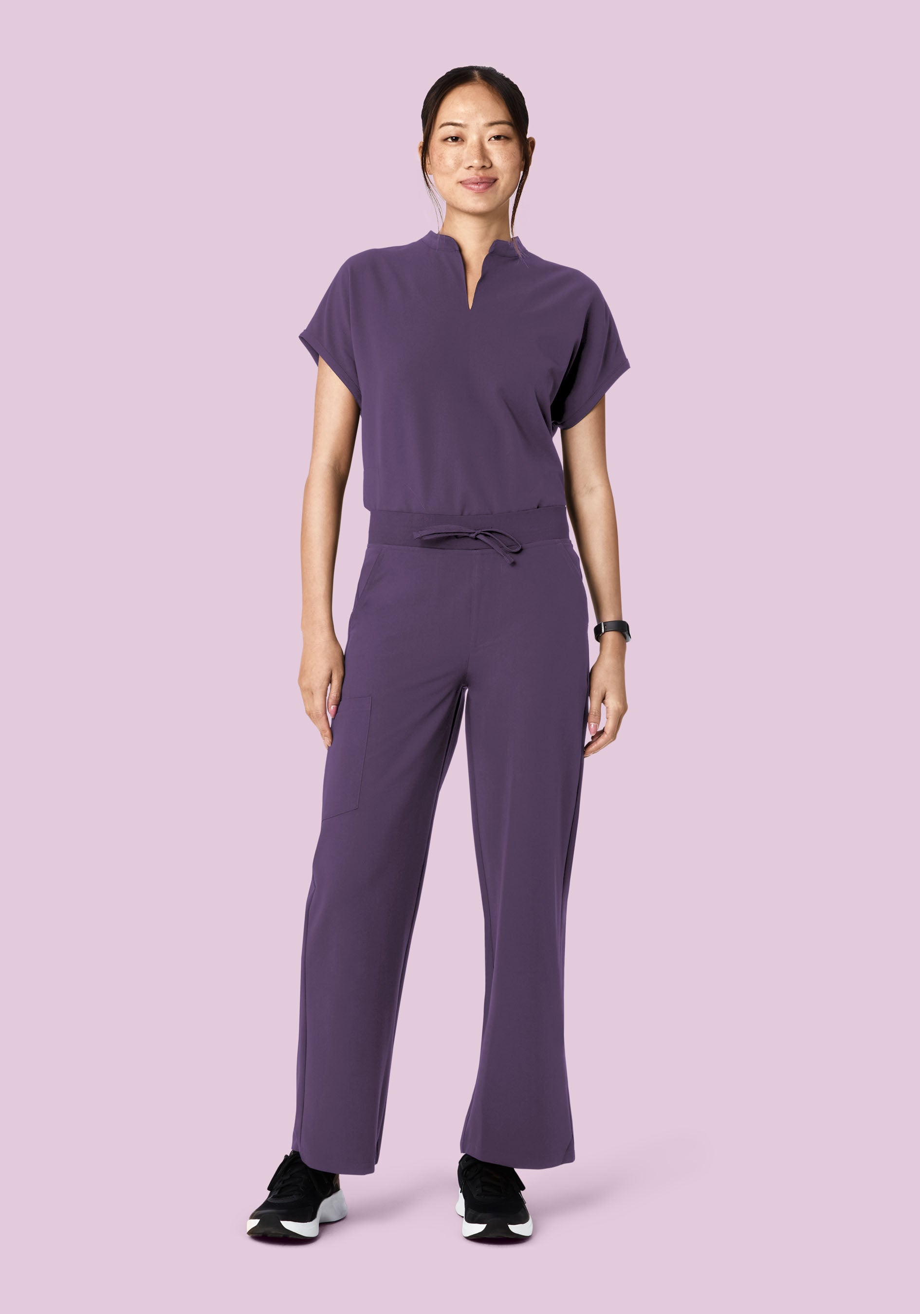 High Waisted Wide Leg Deep Dewberry