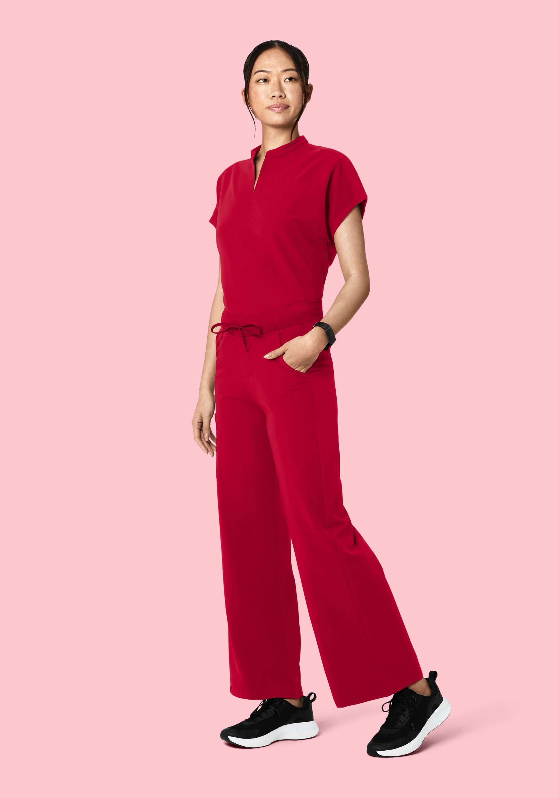 High Waisted Wide Leg Crimson