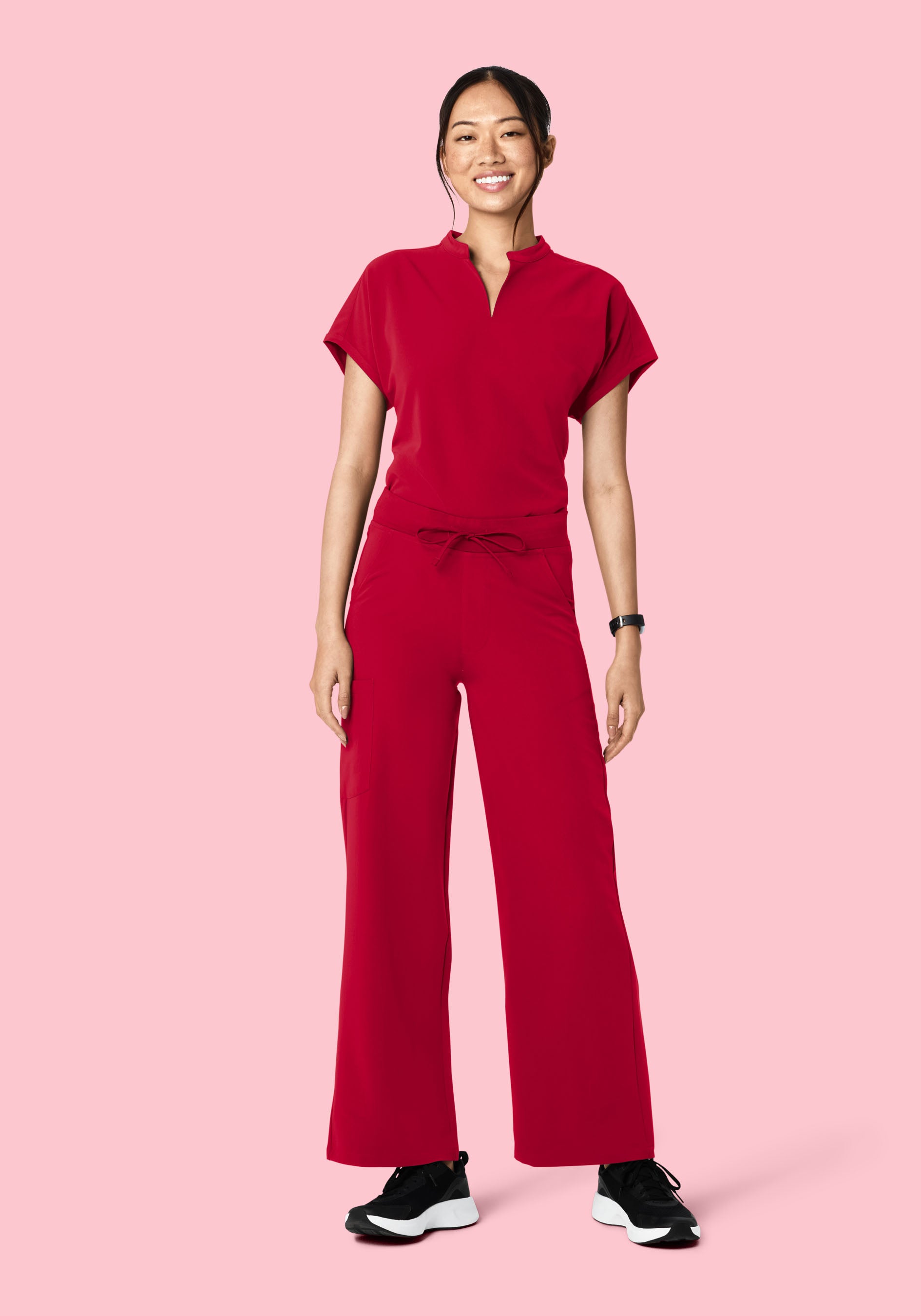 High Waisted Wide Leg Crimson