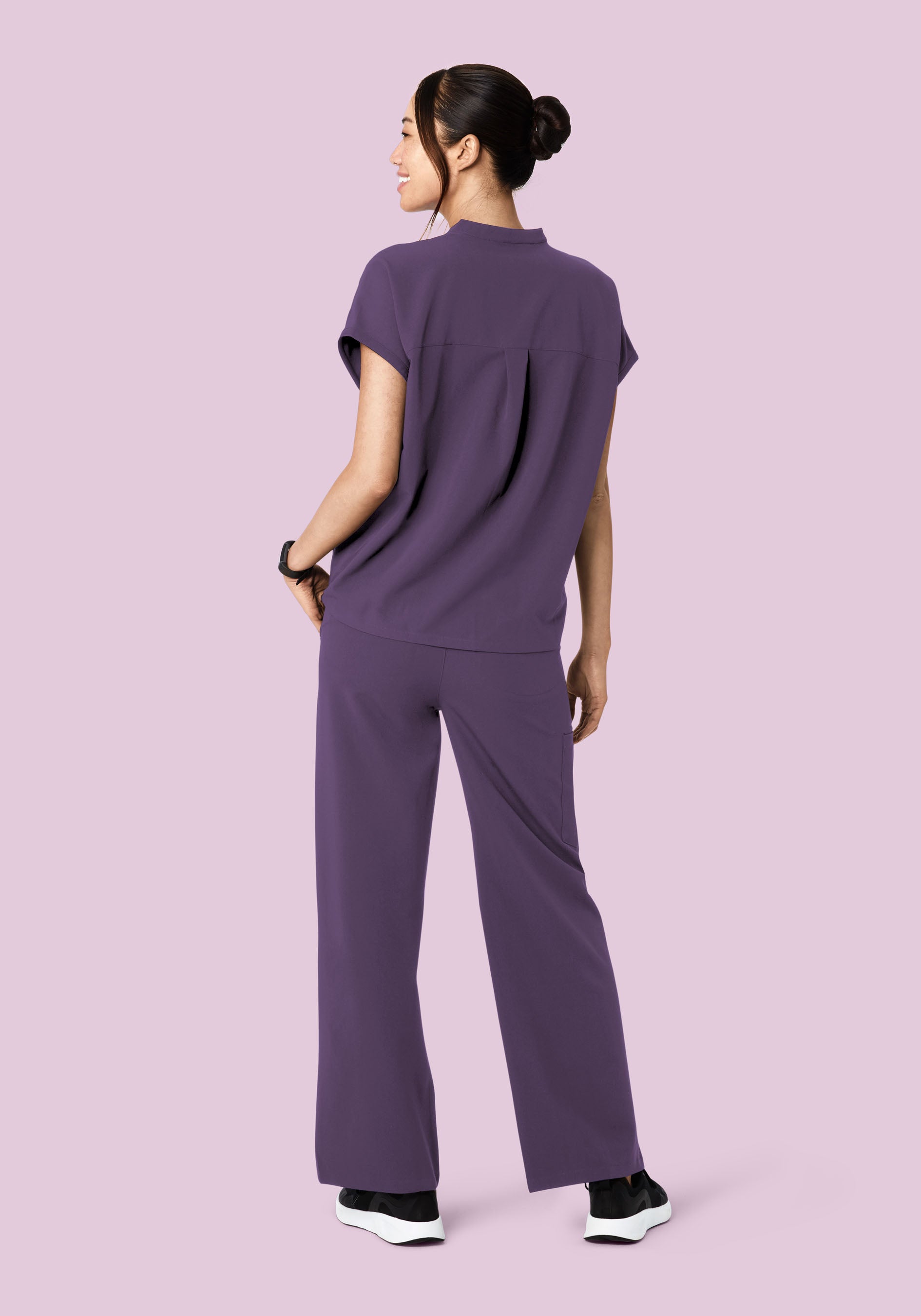 High Waisted Wide Leg Deep Dewberry