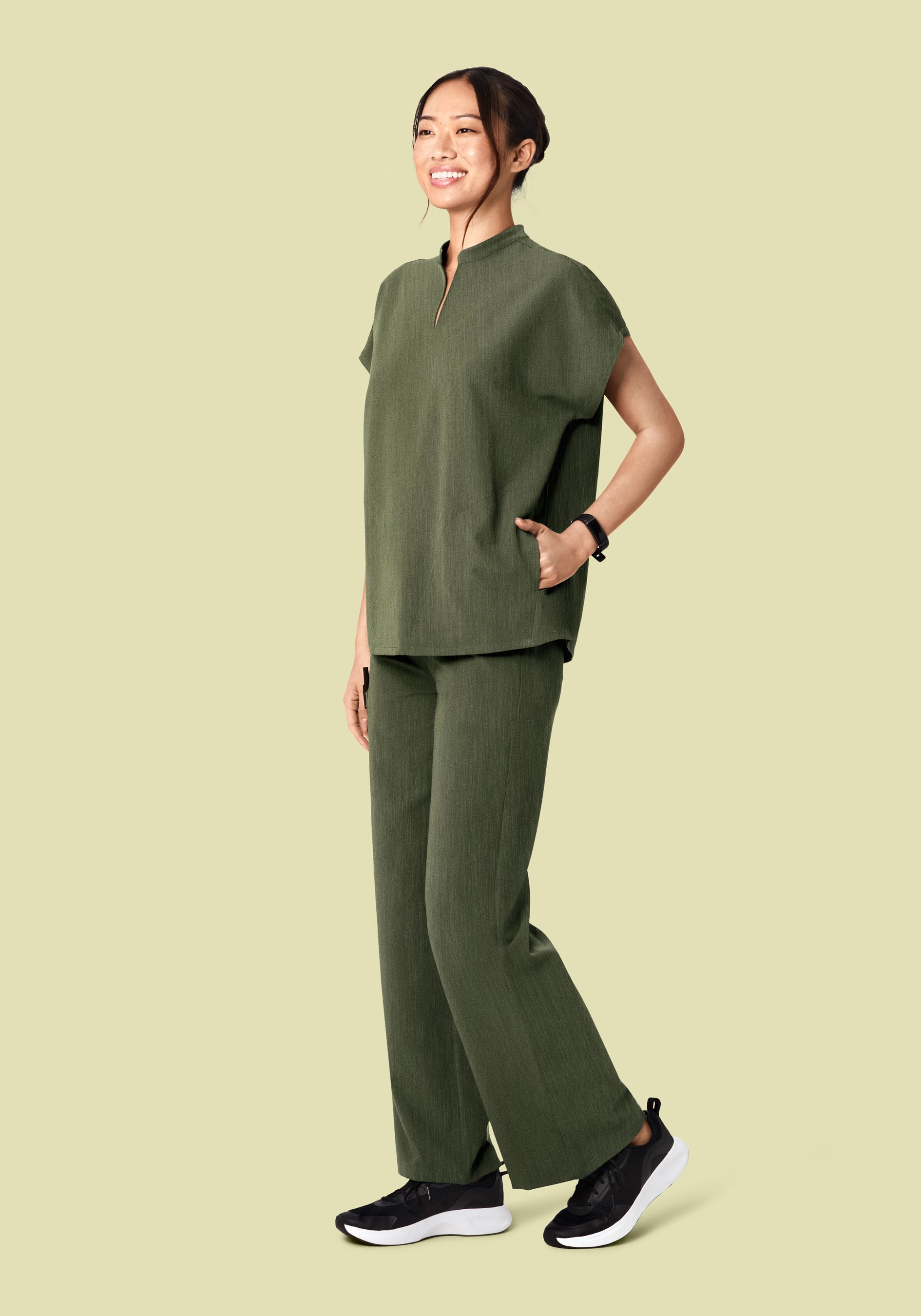 Mandarin Dolman Top Heather Olive