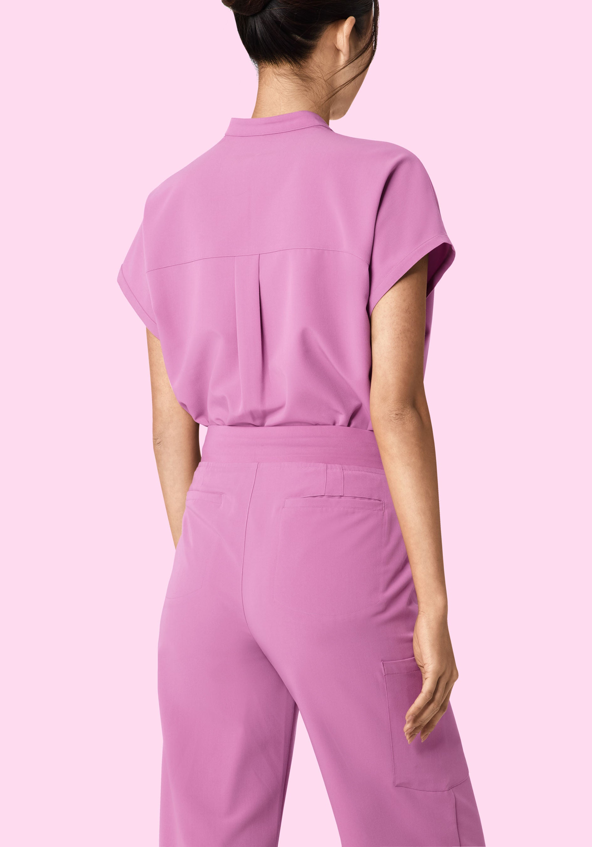 Women's High Waisted Wide Leg Scrub Pants - Mulberry | Mandala Scrubs