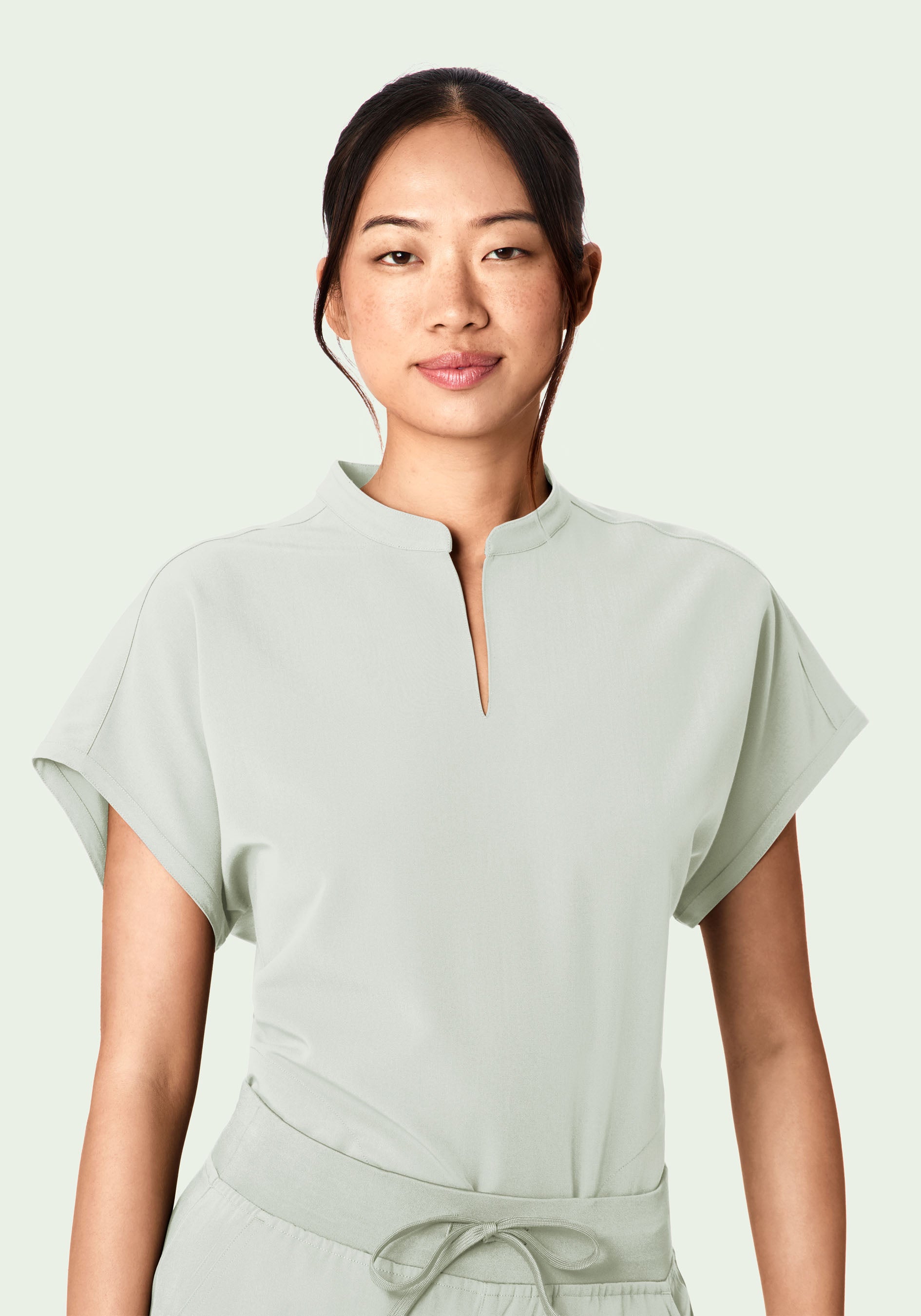 Women's Oversized Mandarin Dolman Scrub Top - Northern Droplet