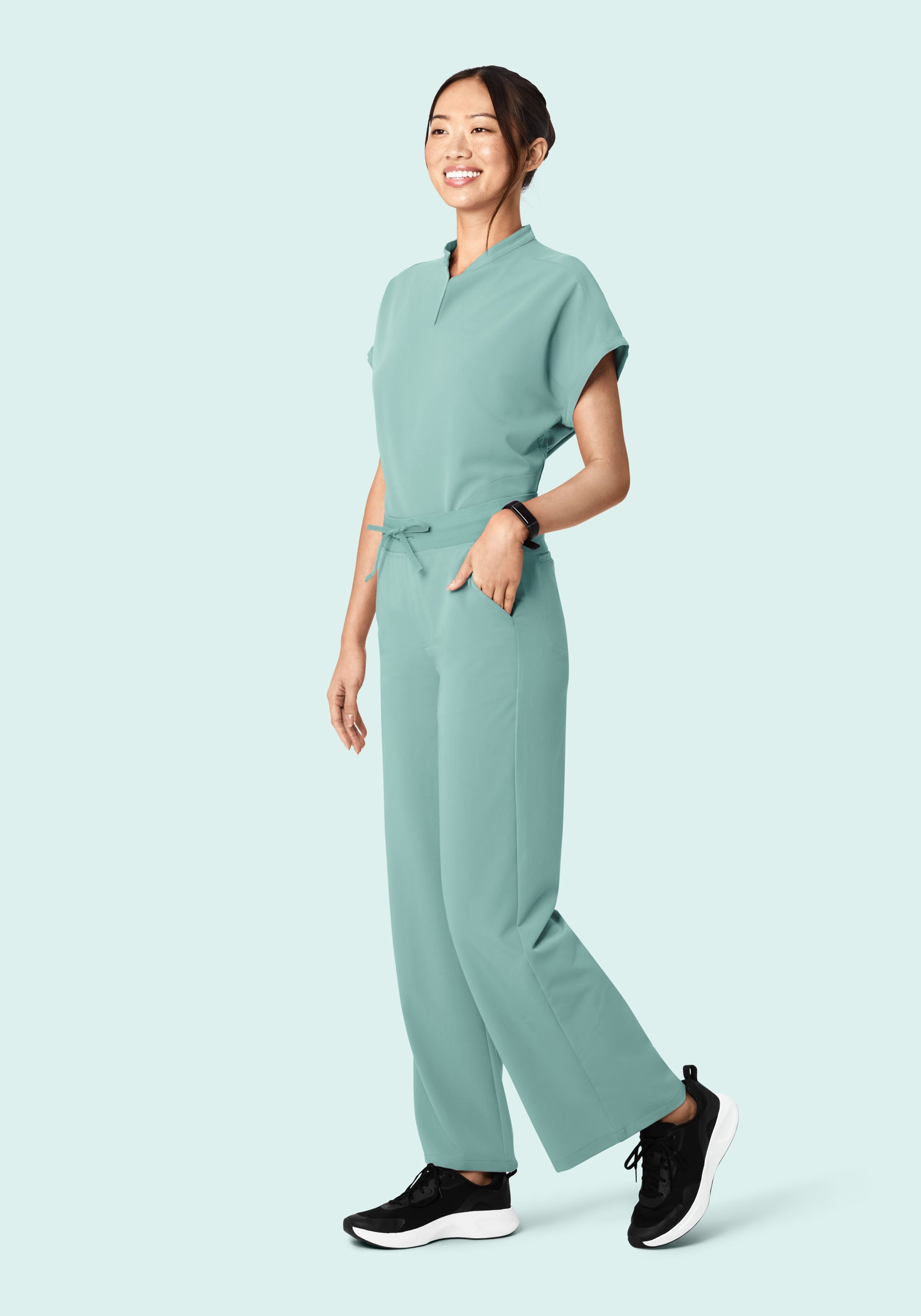 Women's High Waisted Wide Leg Scrub Pants - Tourmaline | Mandala
