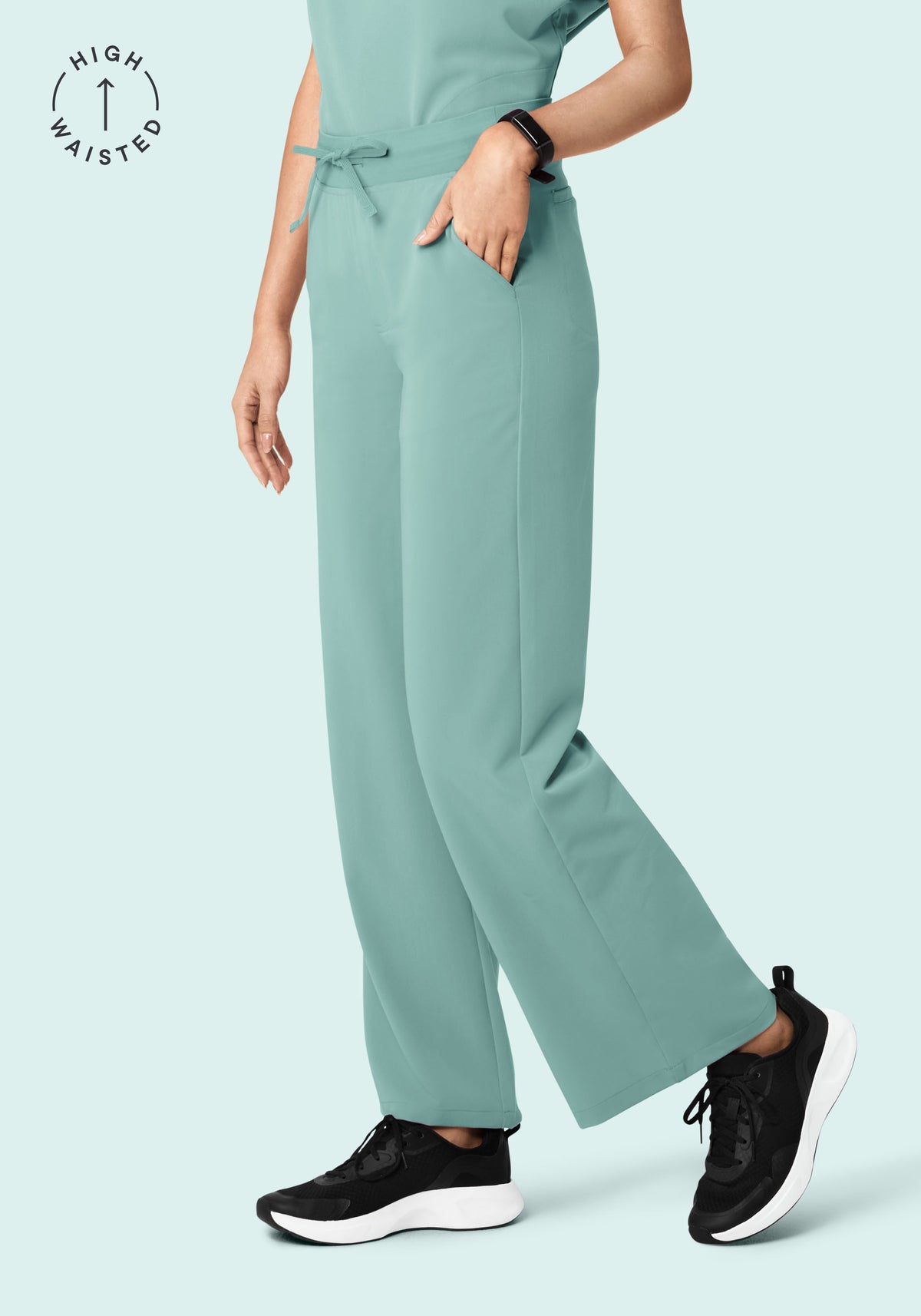 Women's High Waisted Wide Leg Scrub Pants - Tourmaline | Mandala Scrubs