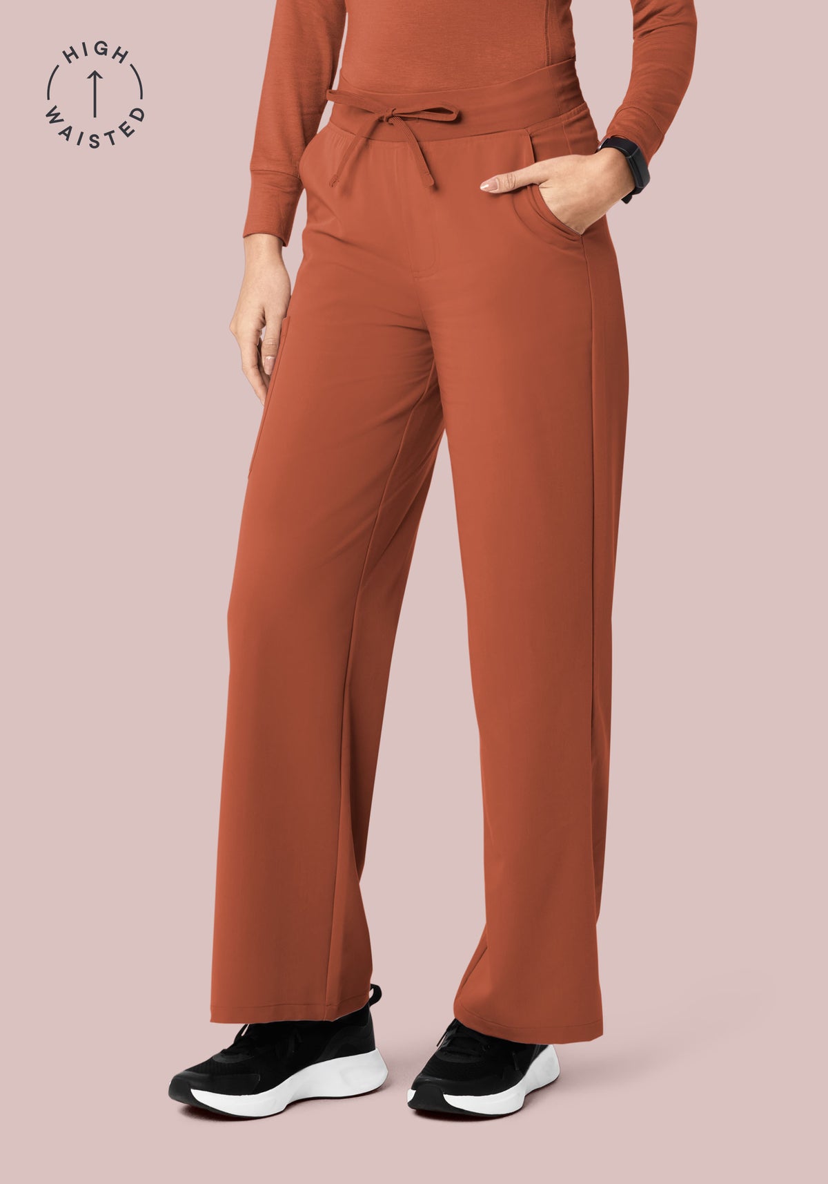 Women's High Waisted Wide Leg Scrub Pants - Chestnut | Mandala Scrubs