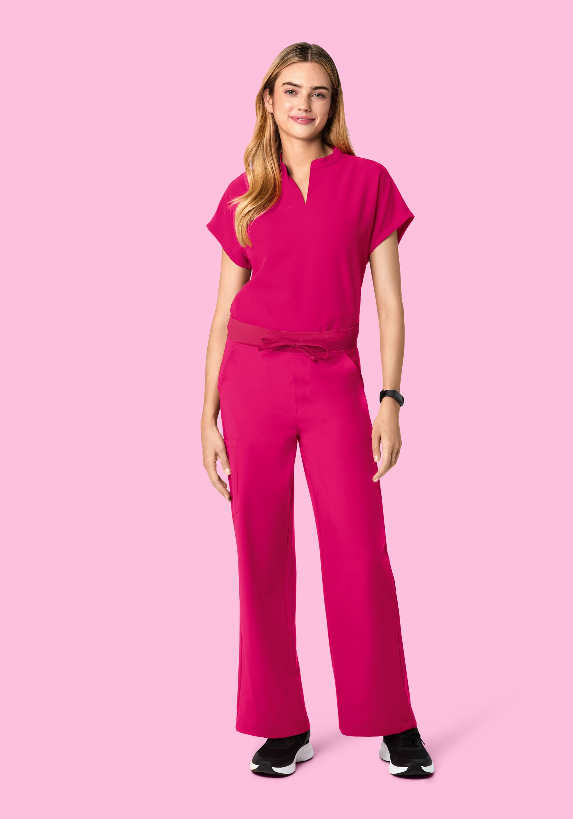 High Waisted Wide Leg Raspberry